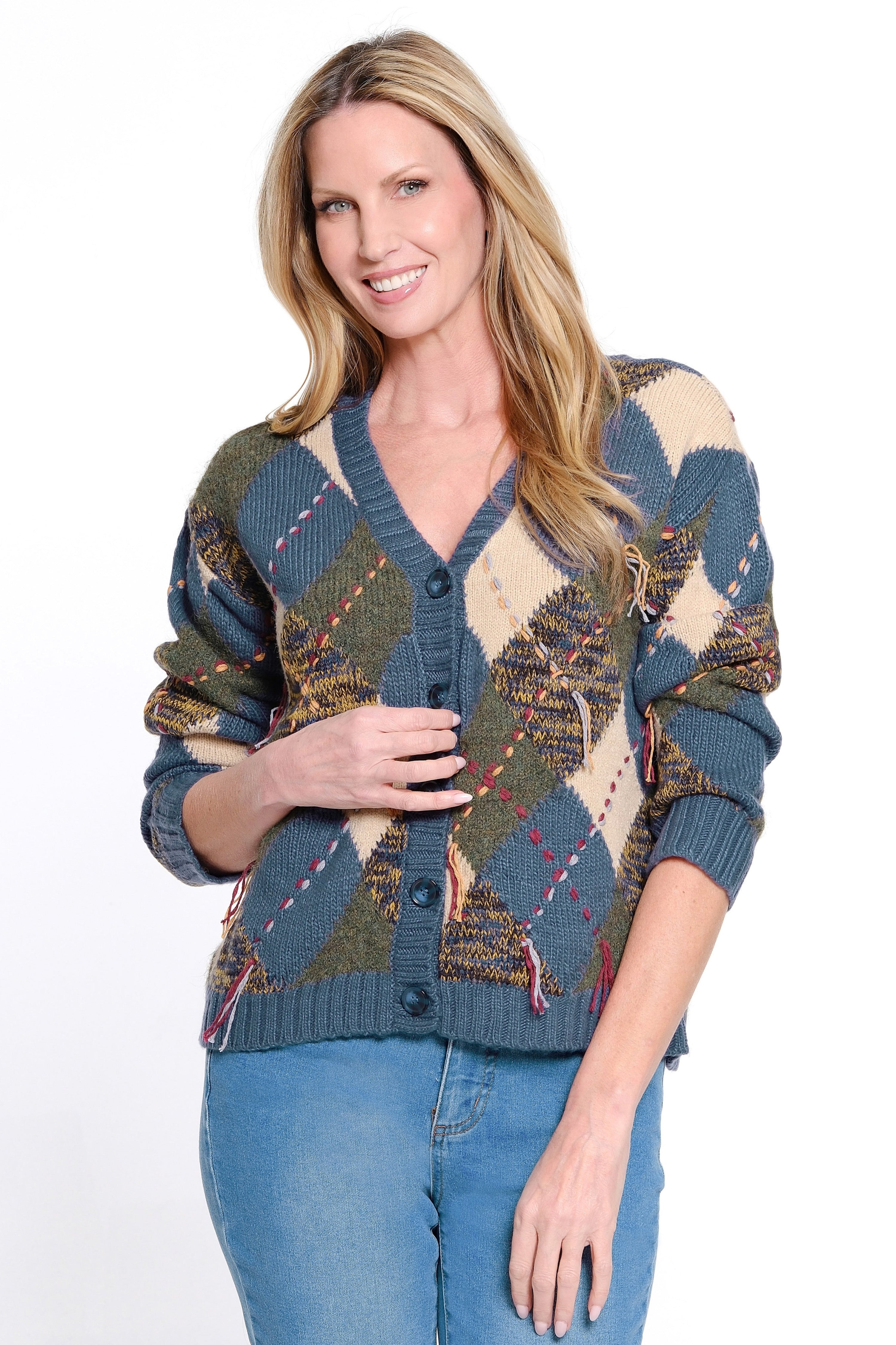 Argyle Knit Cardigan - Multi