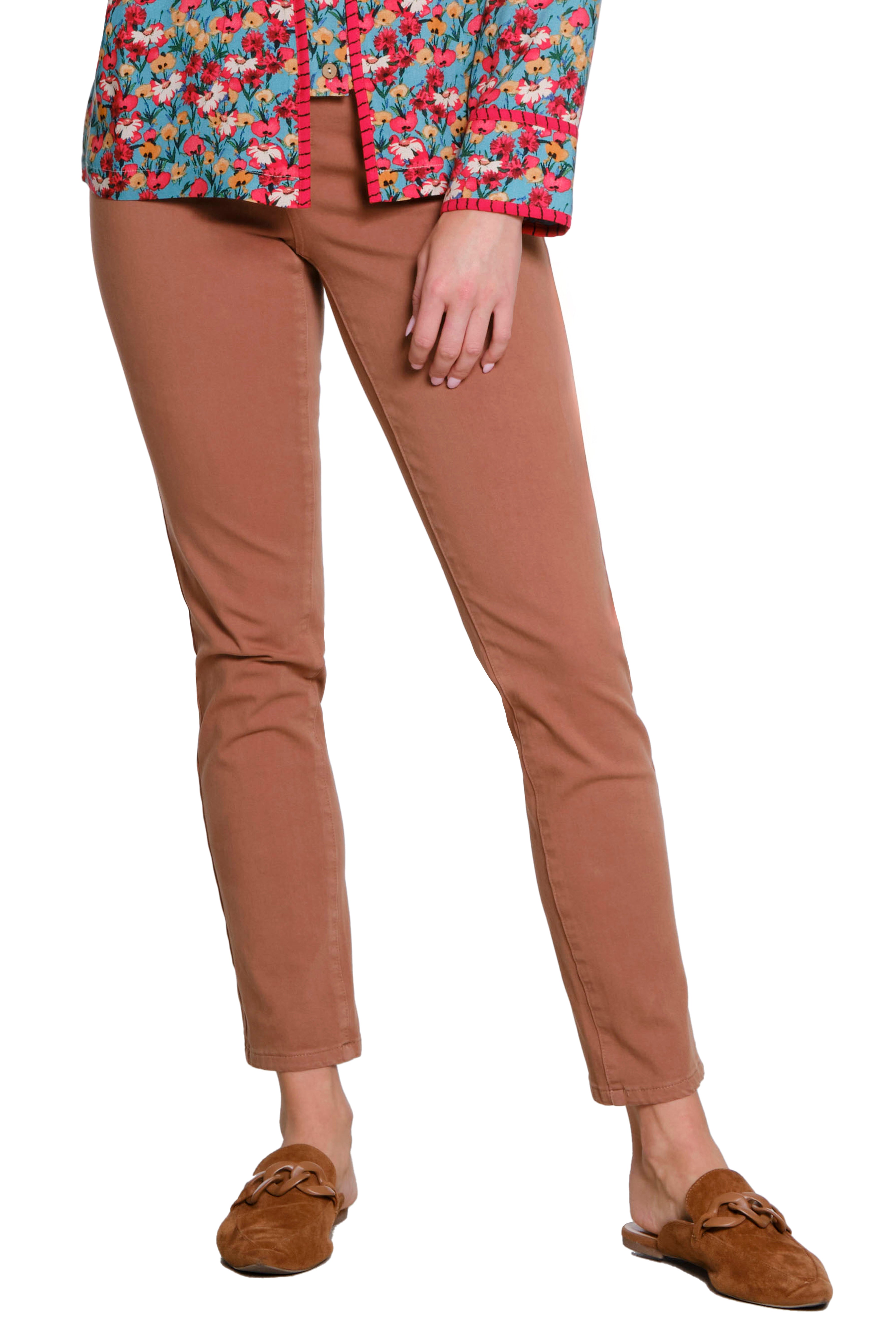 4 WAY STRETCH PULL ON SKINNY ANKLE JEAN - Caramel