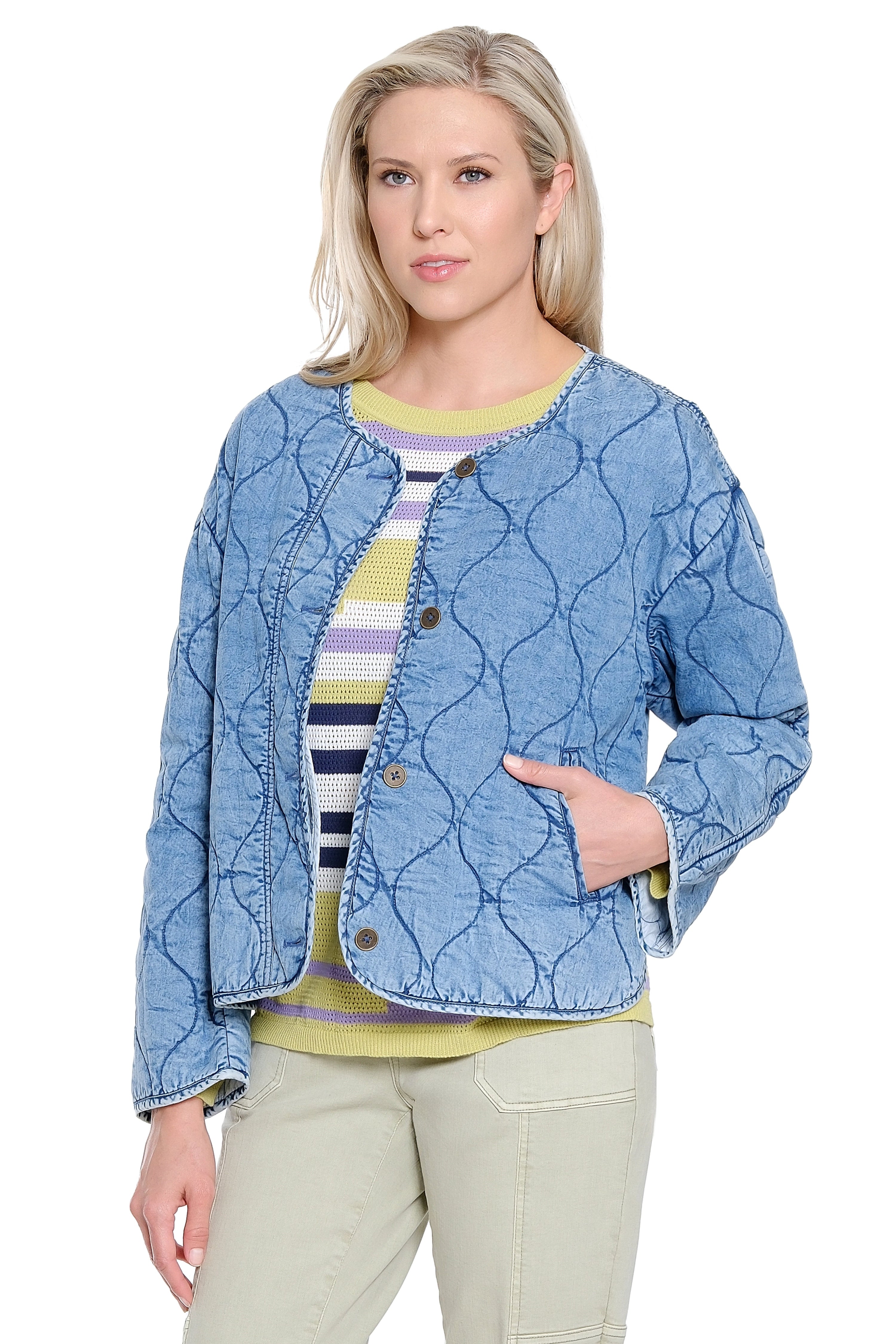 Quilted Denim Jacket - Medium Indigo