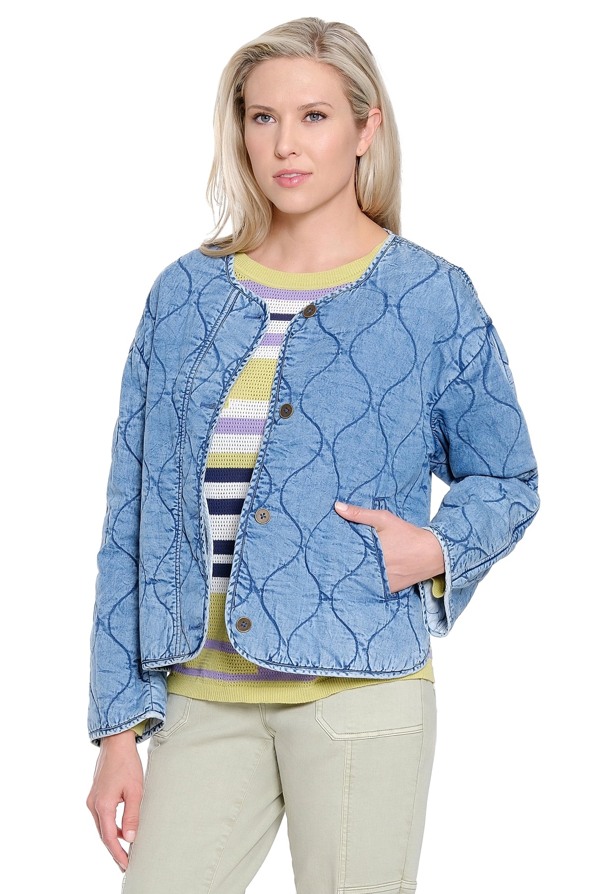 Quilted Denim Jacket - Medium Indigo