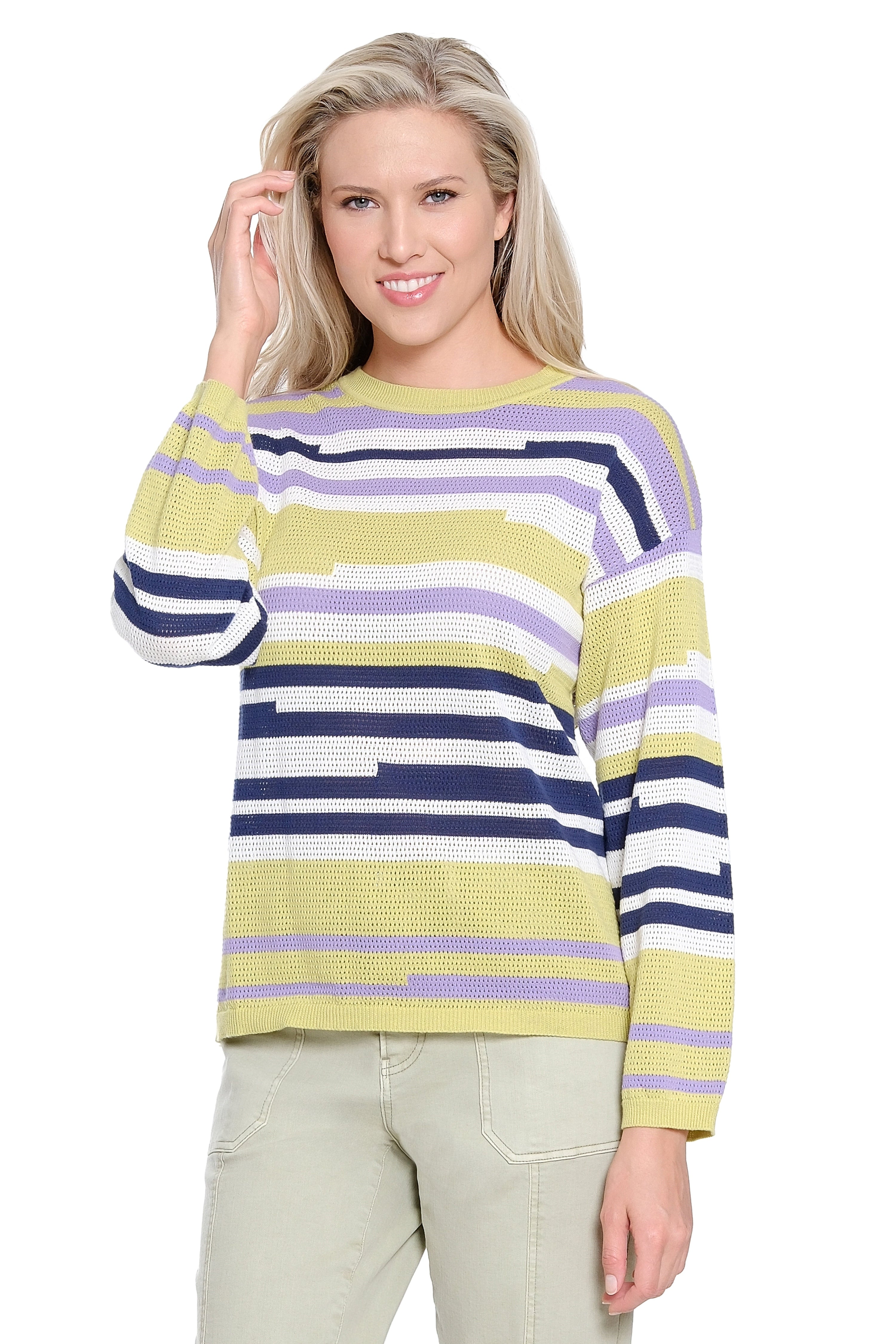 Pointelle Stripe Sweater - Multi