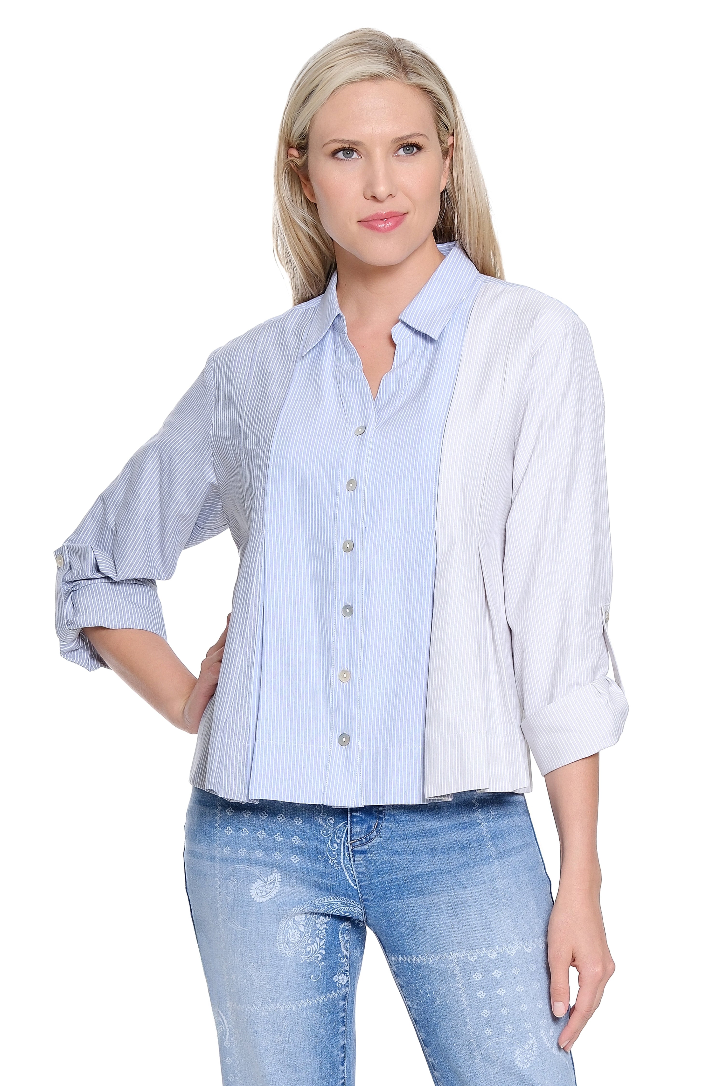 Mixed Stripe Swing Shirt - Multi Stripe
