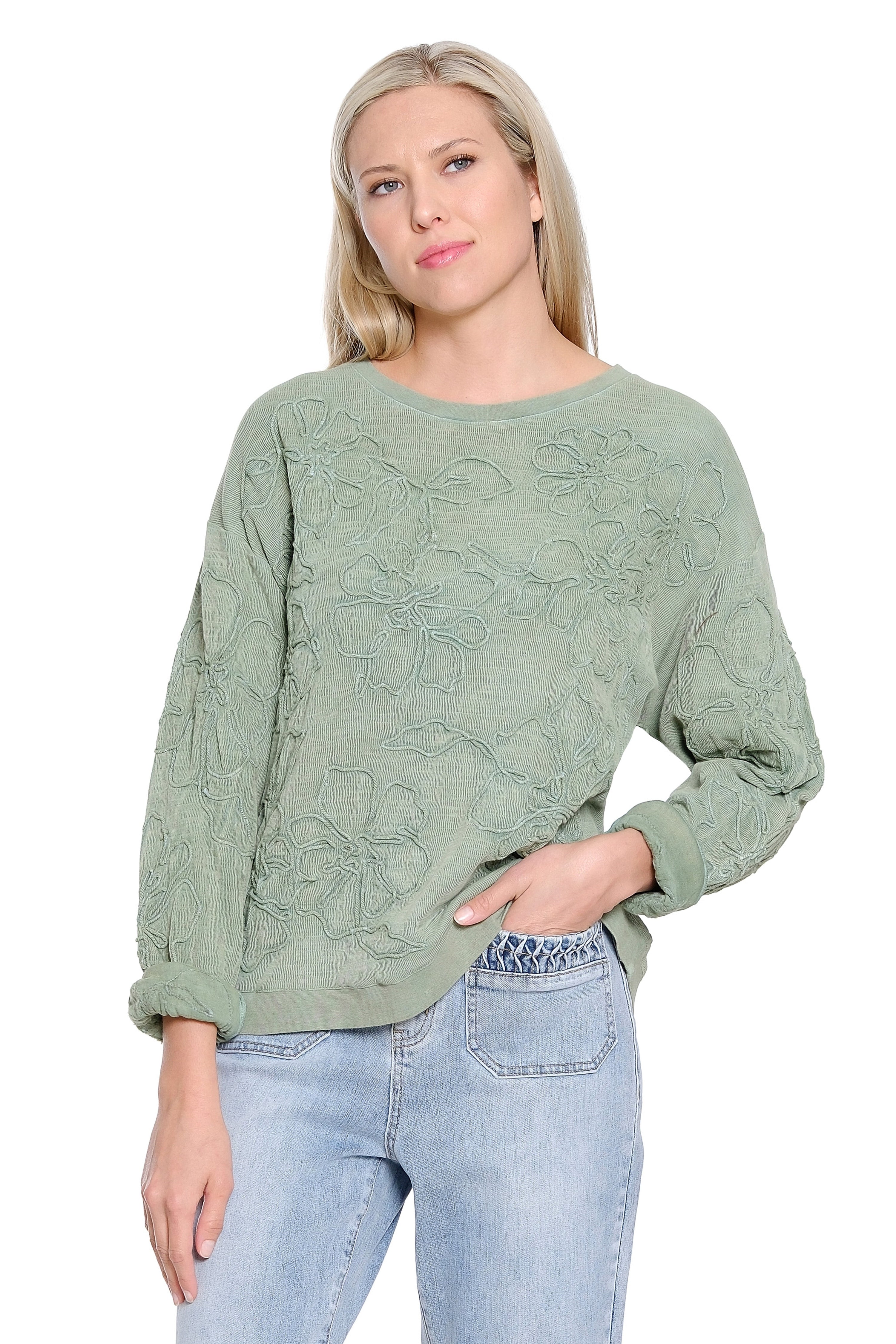 Embroidered Pullover Top - Light Green