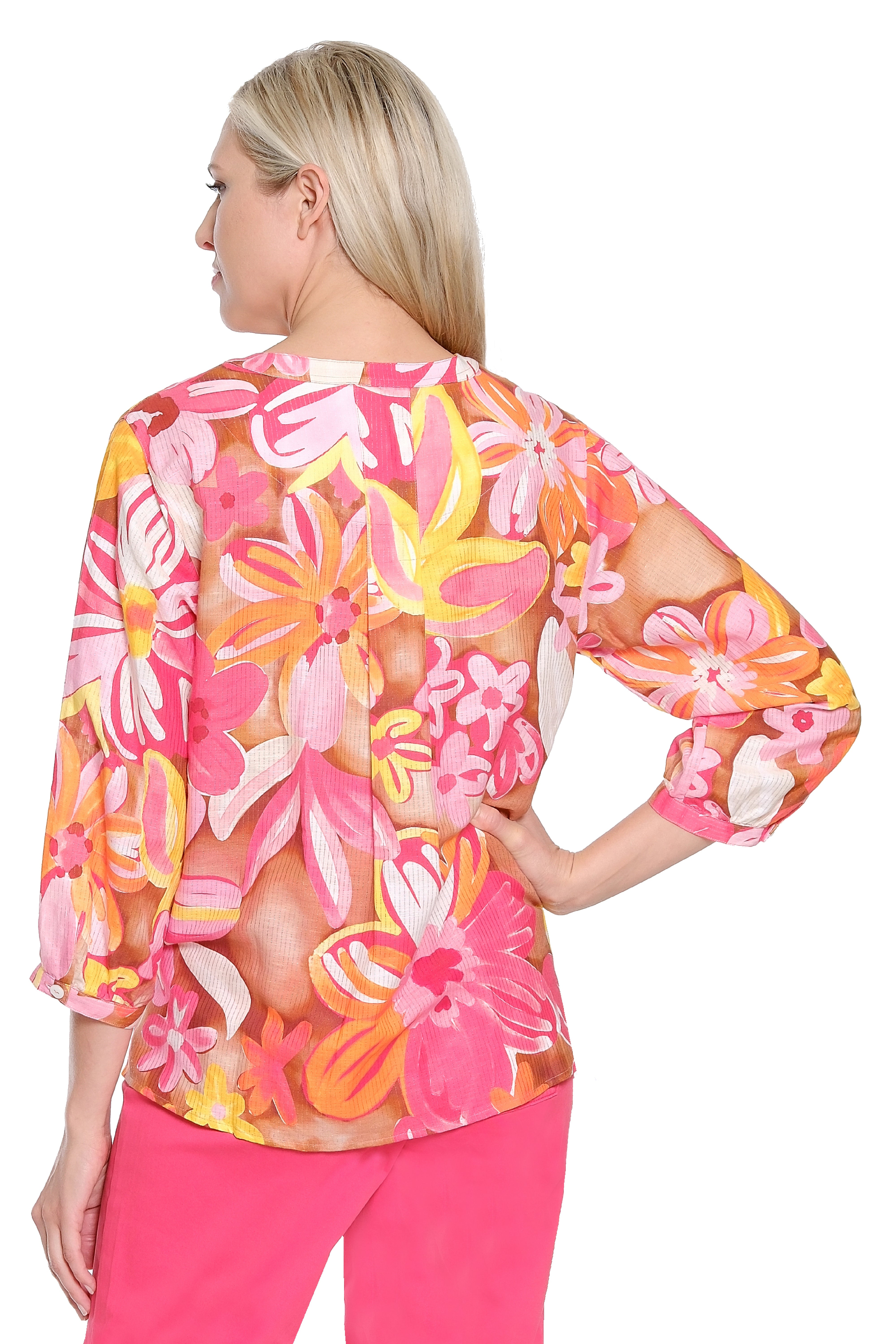 Printed Split-Neck Top – Multi