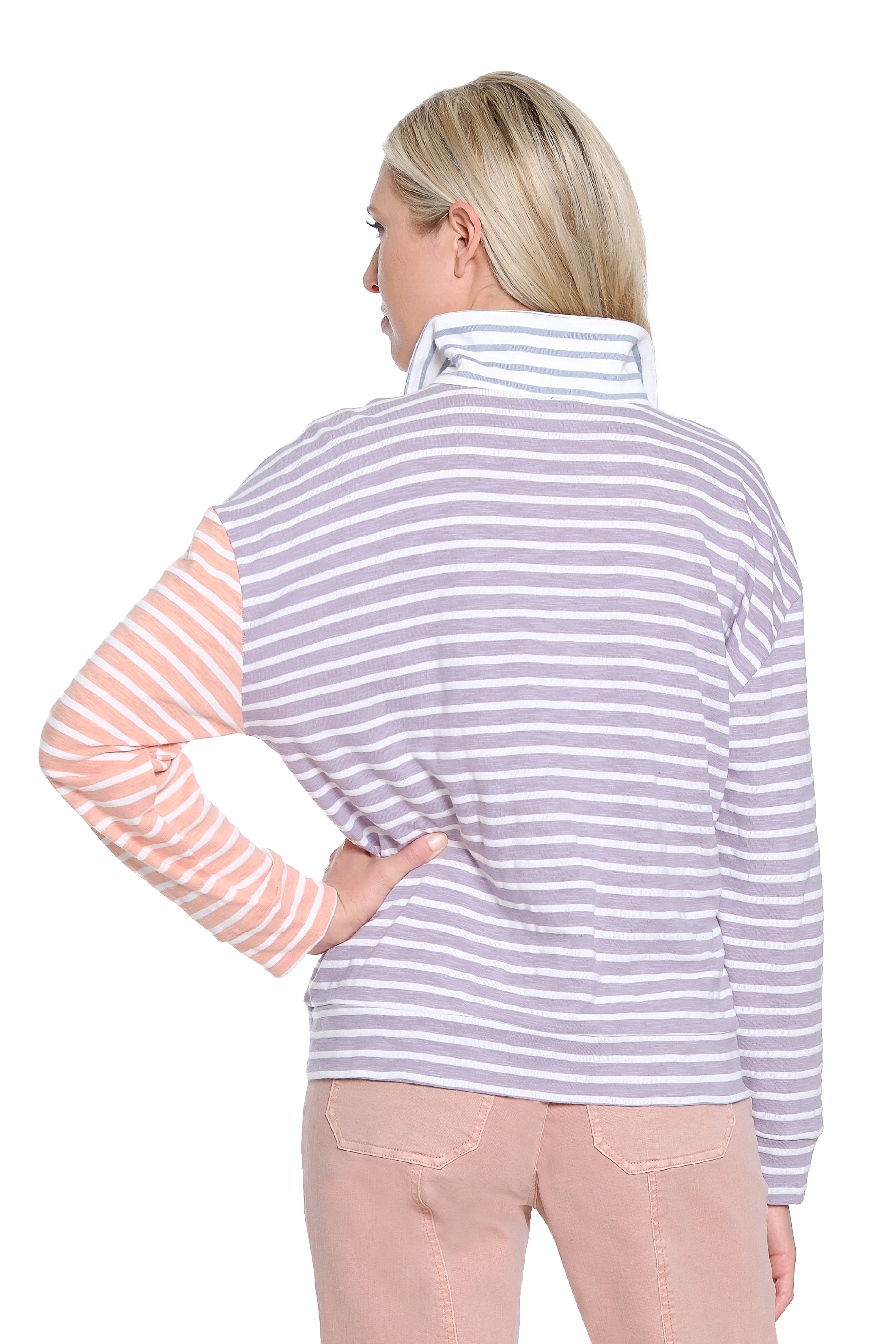 Mixed Stripe Quarter-Zip Pullover - Stripe Multi