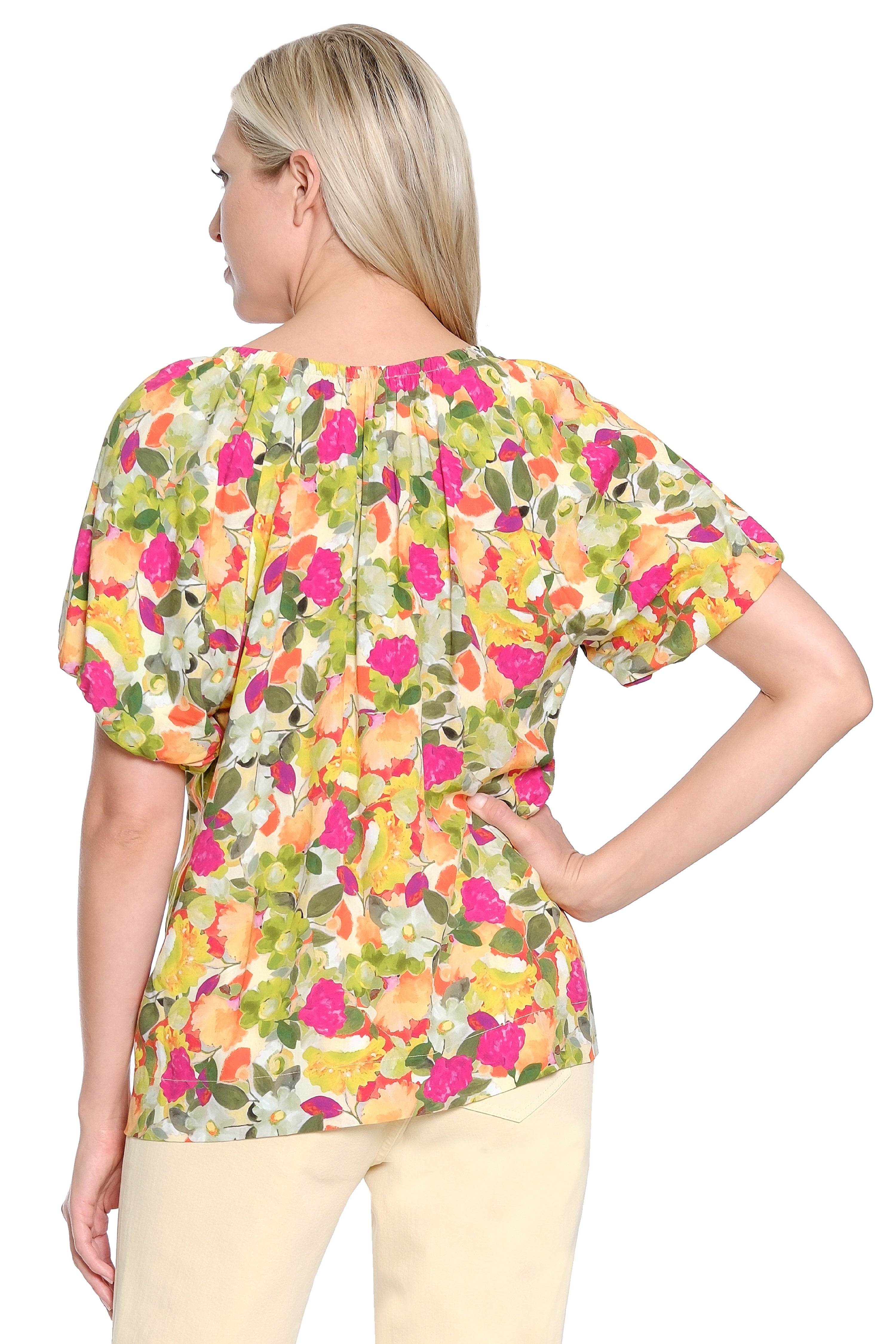 Ruched V-Neck Top – Multi