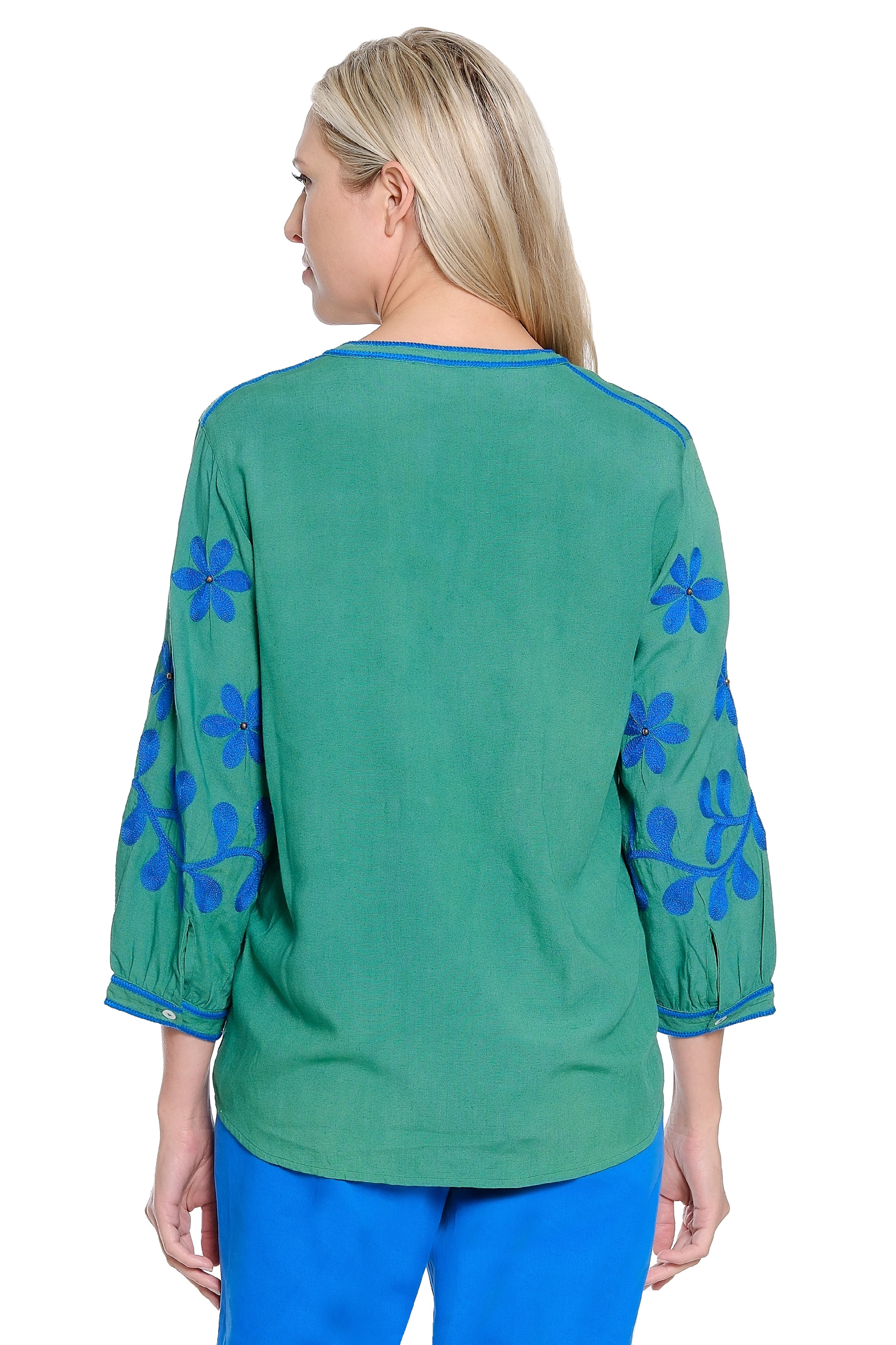Cord Embroidered Top – Green