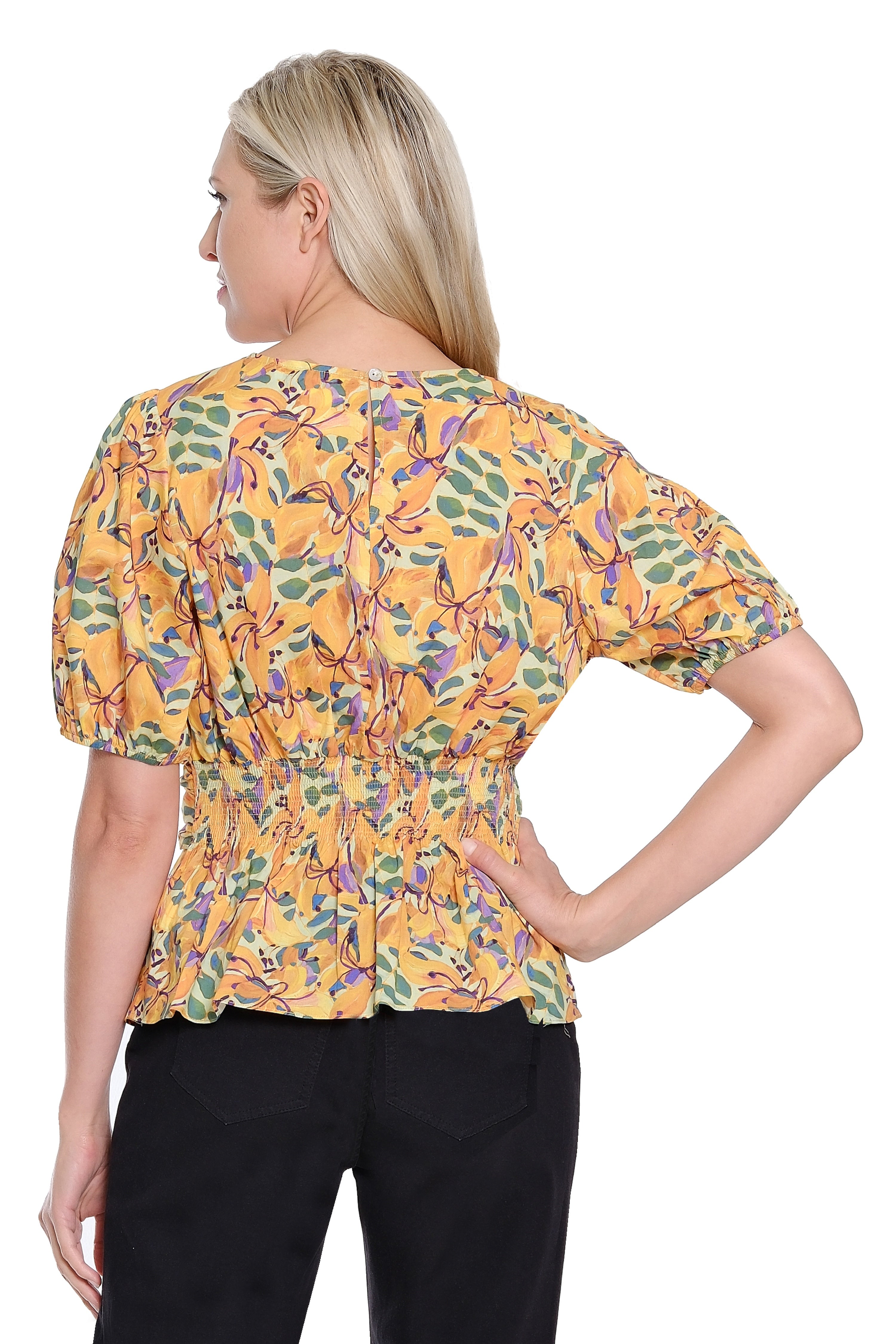 Draped Front Print Top – Multi