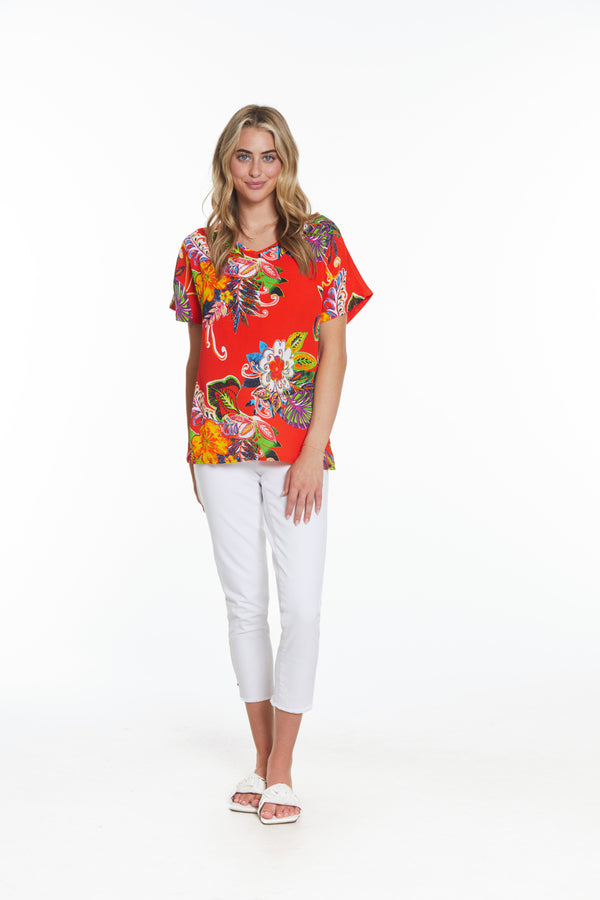 Woven Front Snap Top- Multi