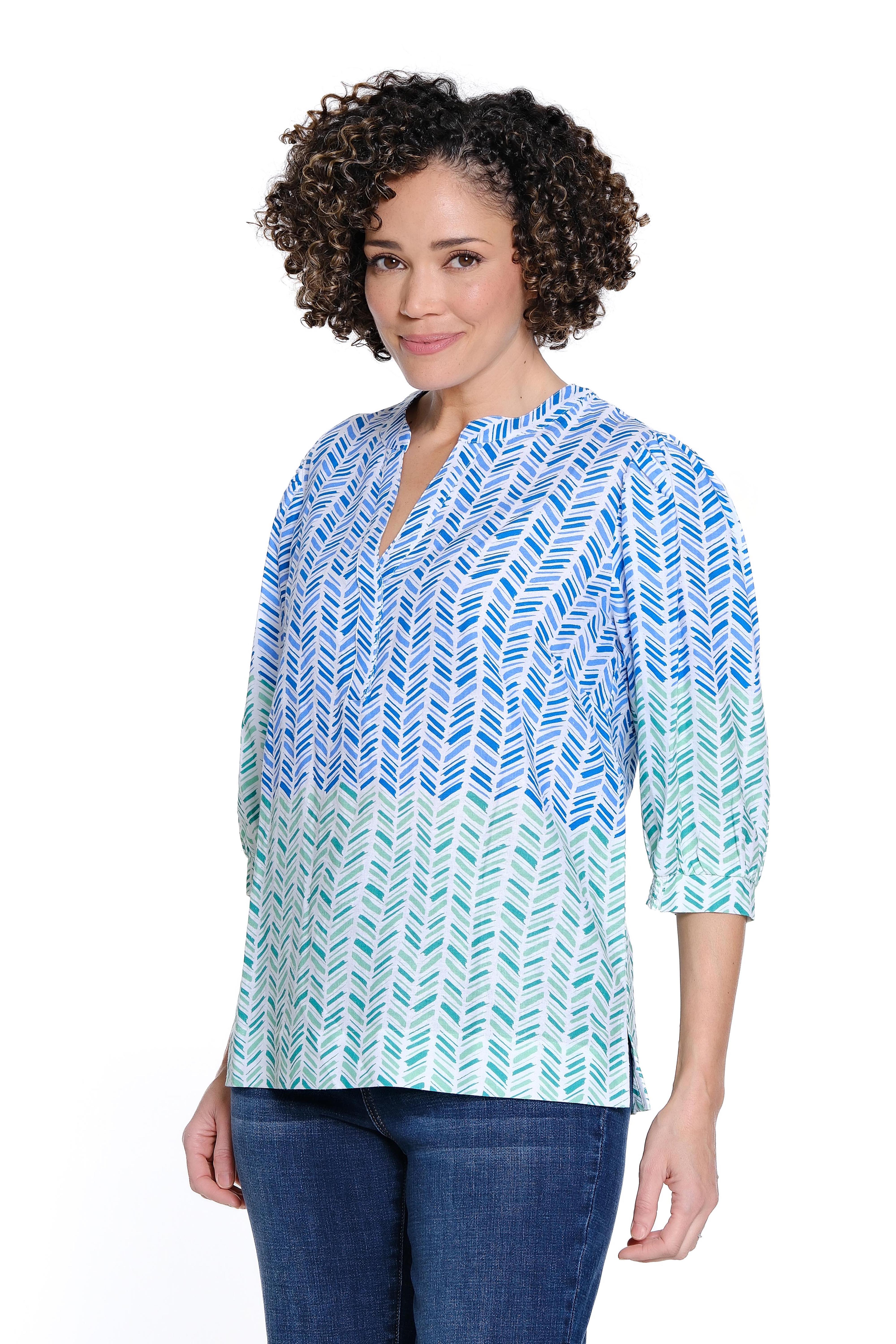 Printed Split Neck Top - Multi