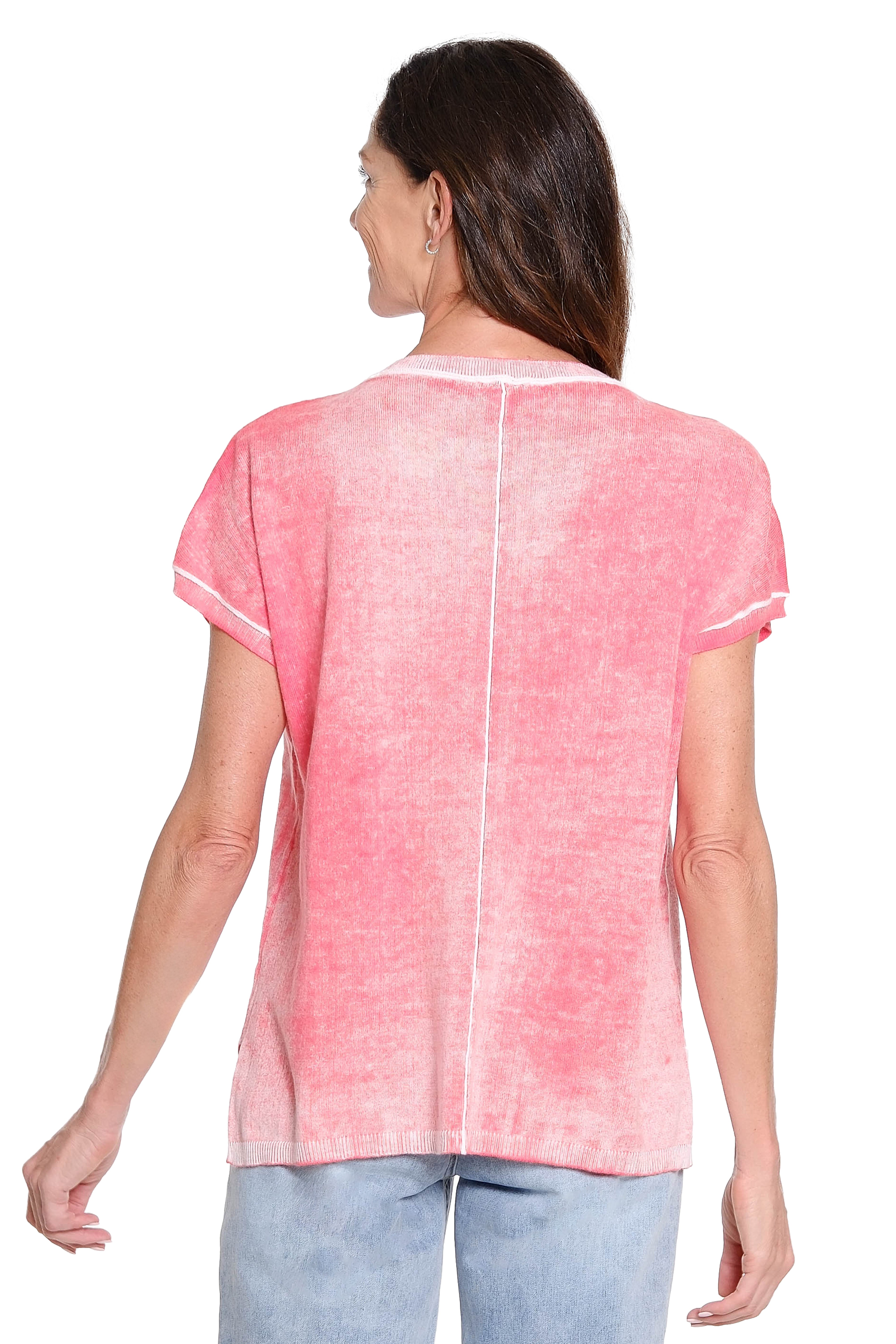 Reverse Printed Cap Sleeve Top – Coral