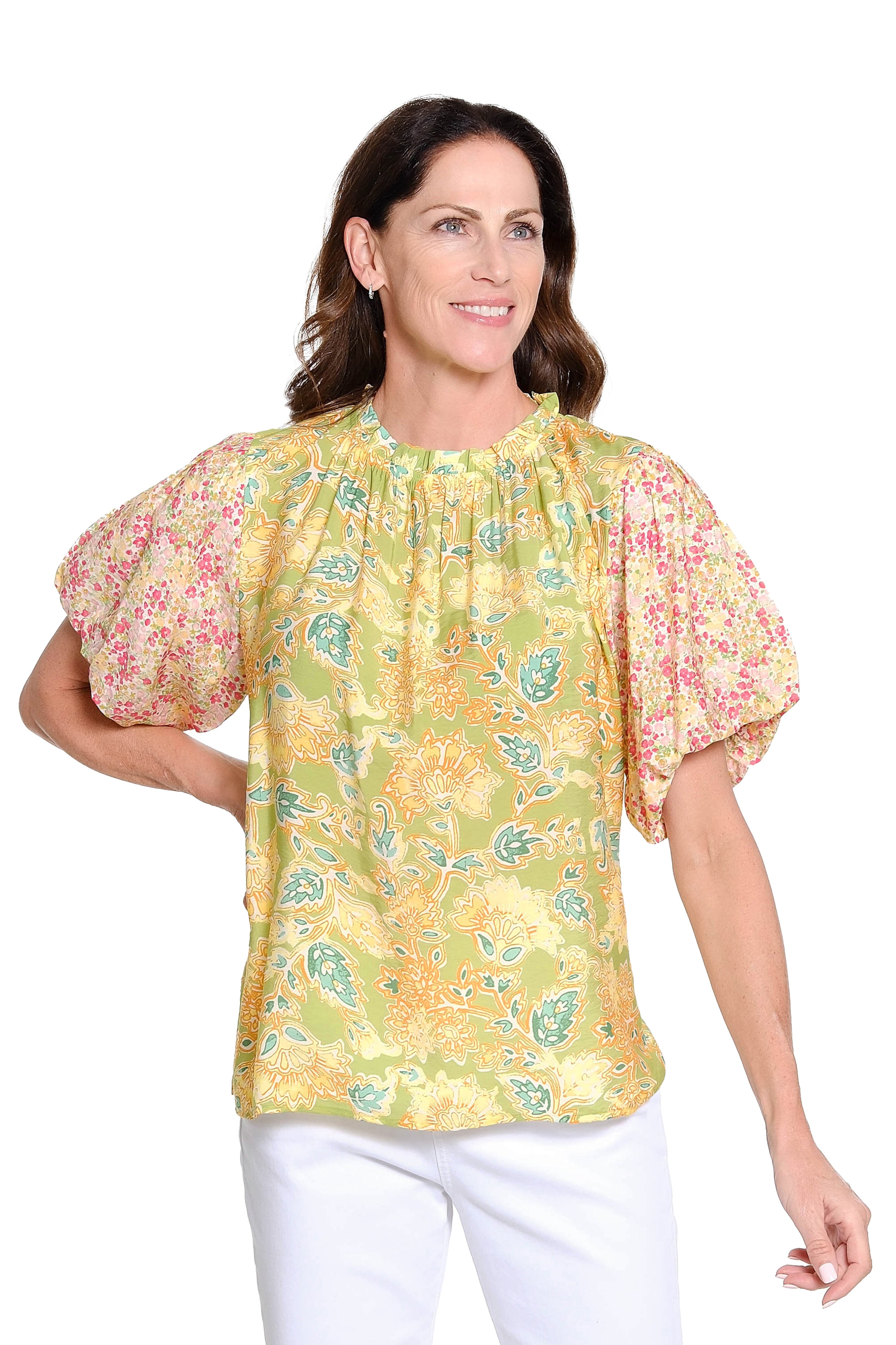 Mixed Floral Print Top - Multi