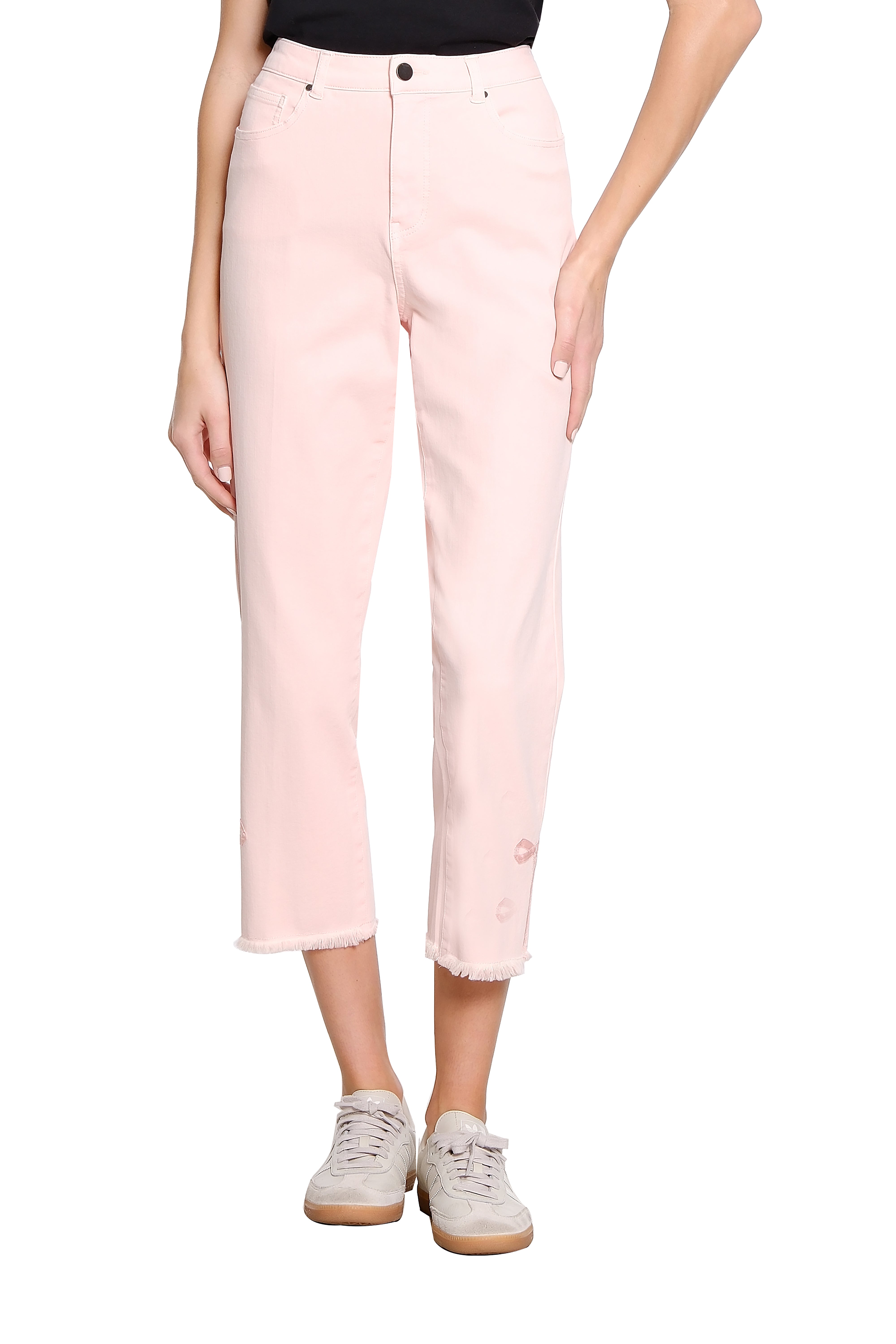 High Rise Crop Pant with Bow Details - Coral Pink