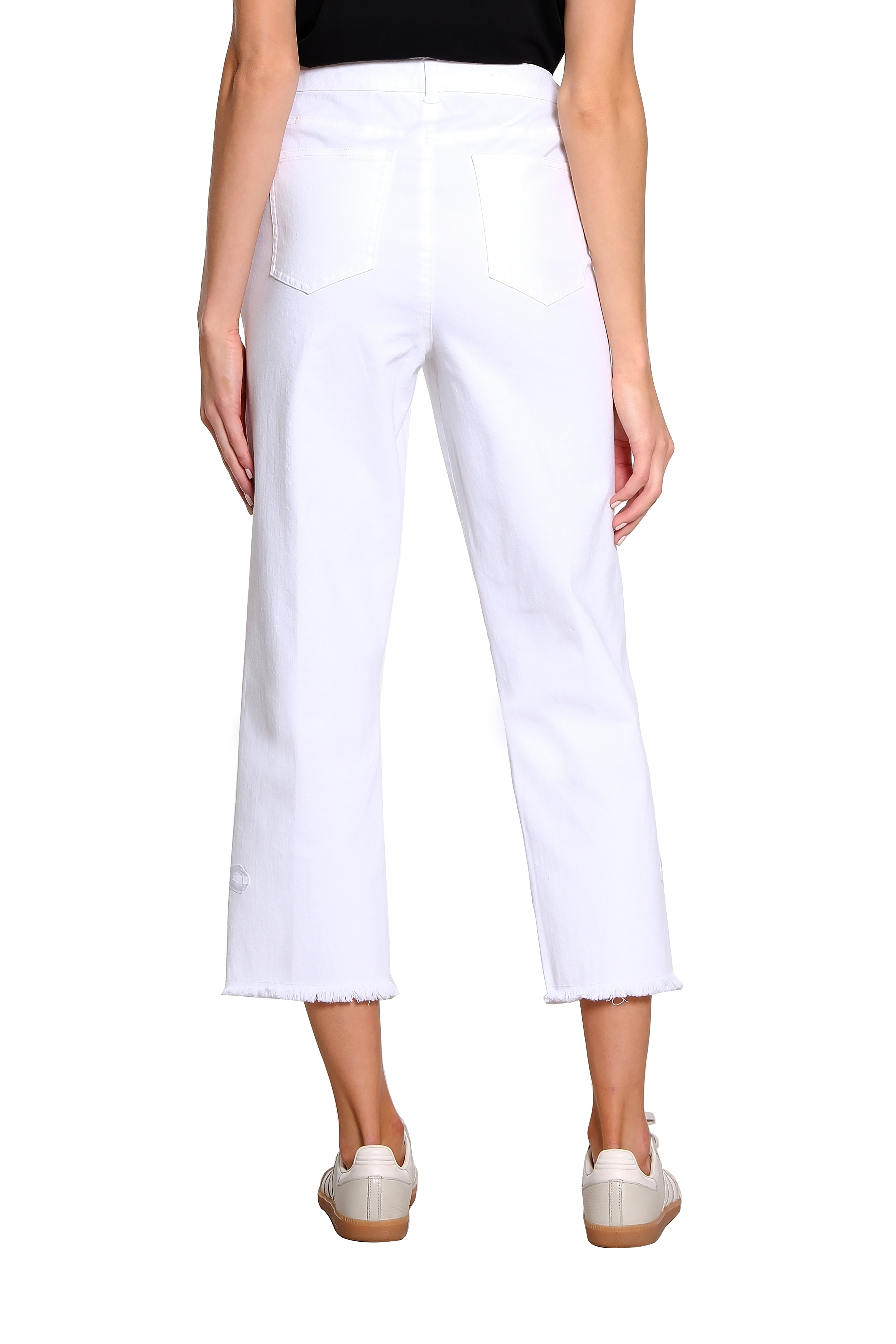 High Rise Crop Pant with Bow Details - White