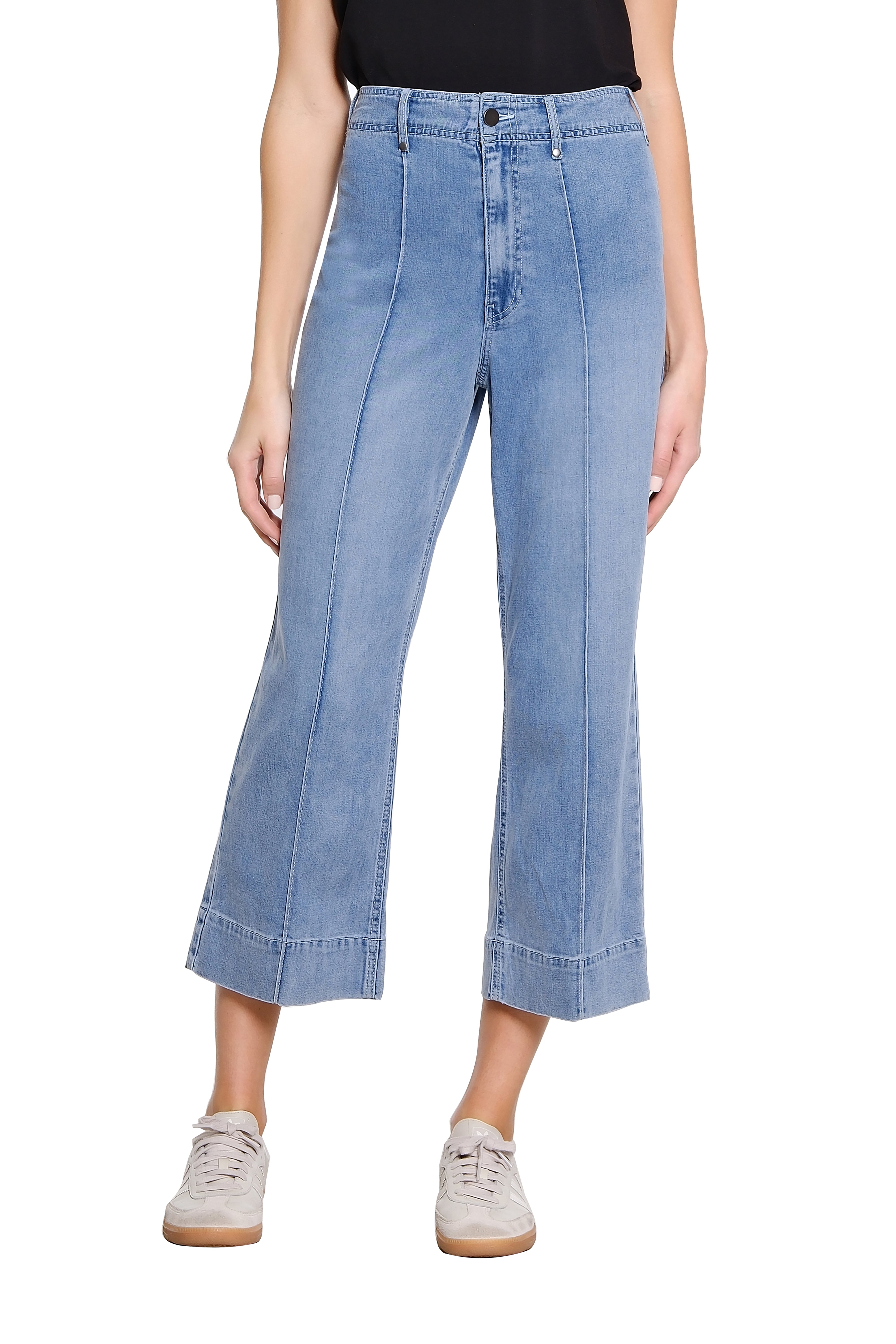 High-Rise Pintuck Crop Jean – Light Indigo