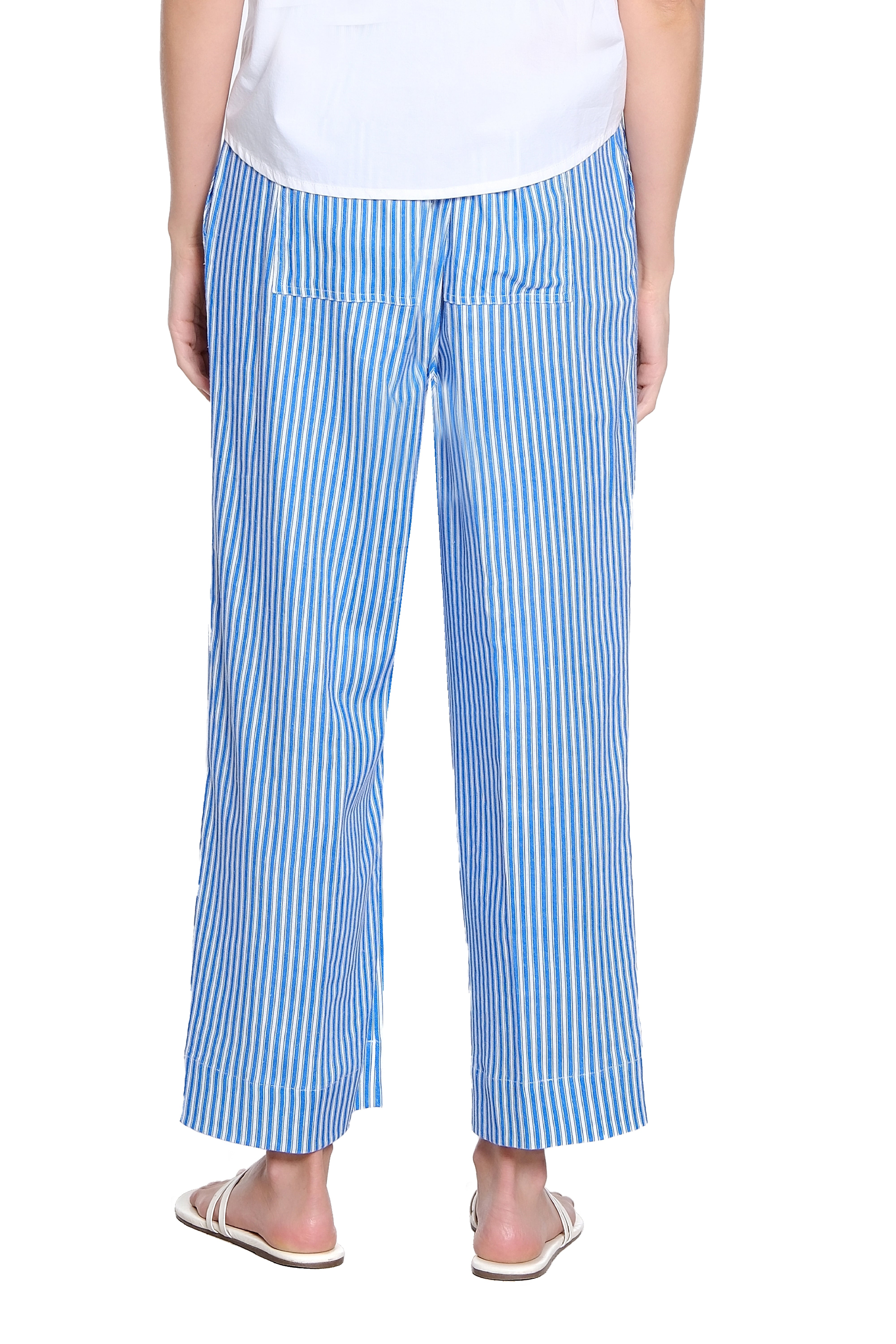 Stripe Wide Leg Pull-On Pant - Blue Stripe