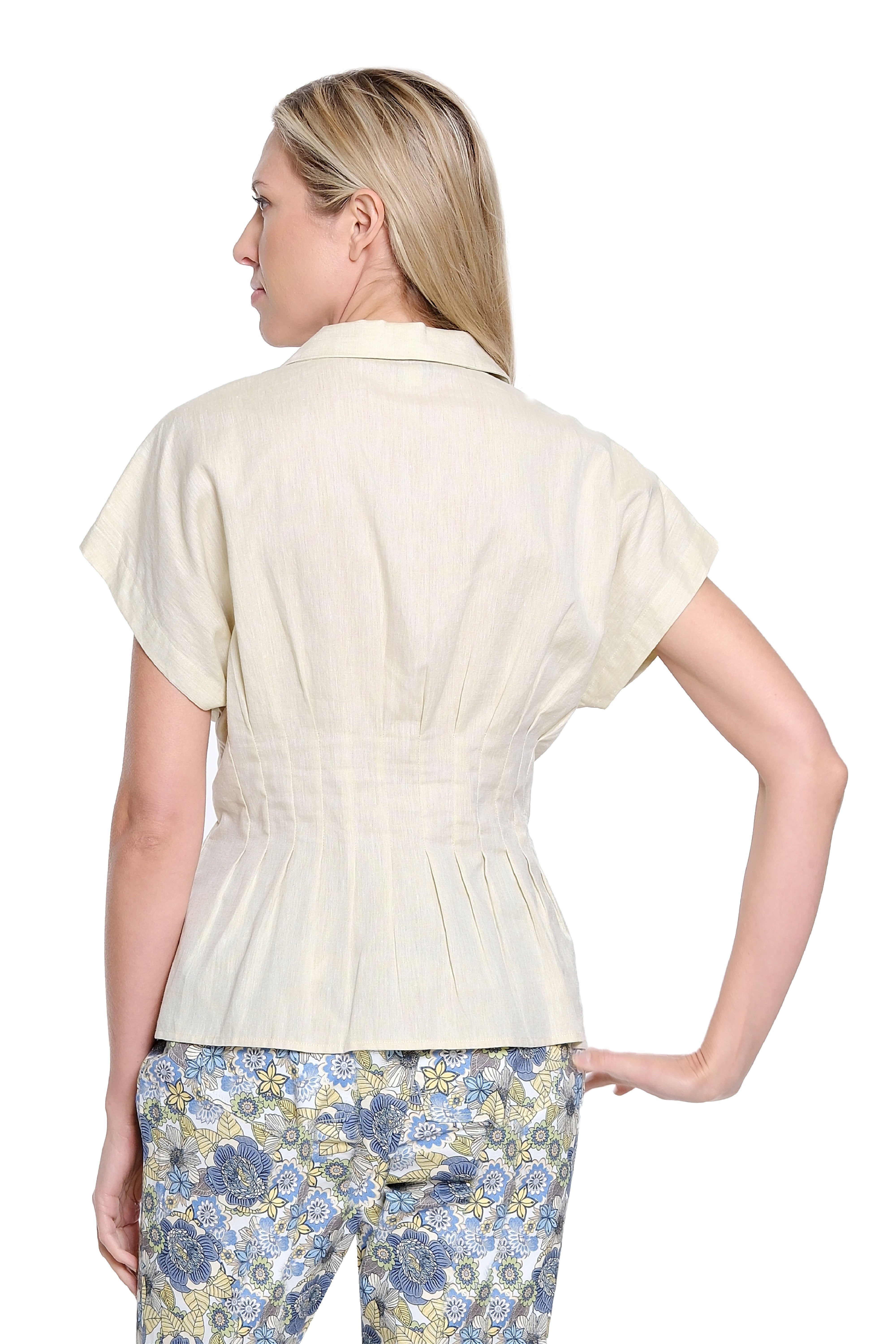 Solid Tucked-Waist Campshirt – Light Green