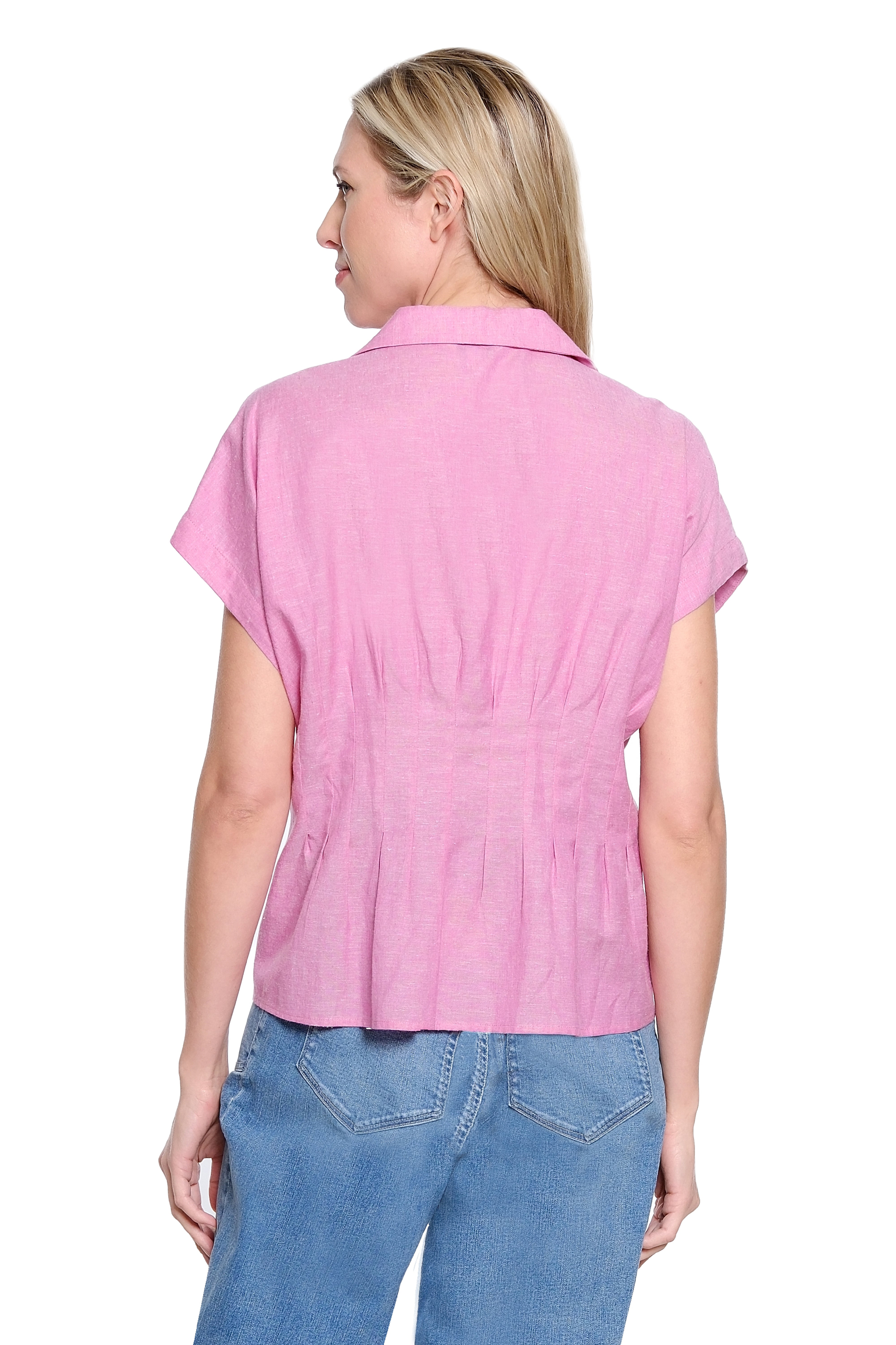 Solid Tucked-Waist Campshirt – Pink