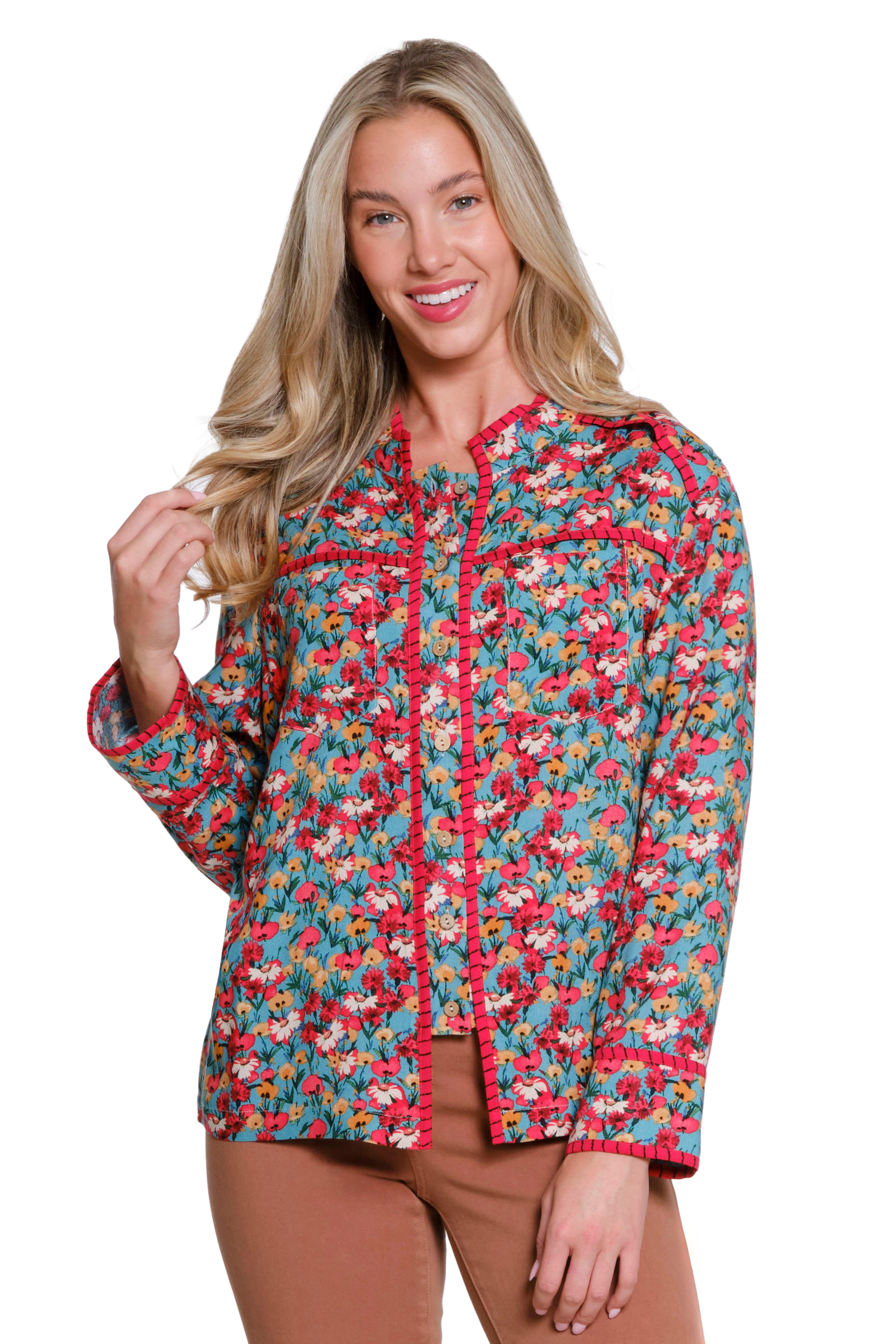 Floral Print Button-Front Top - Multi
