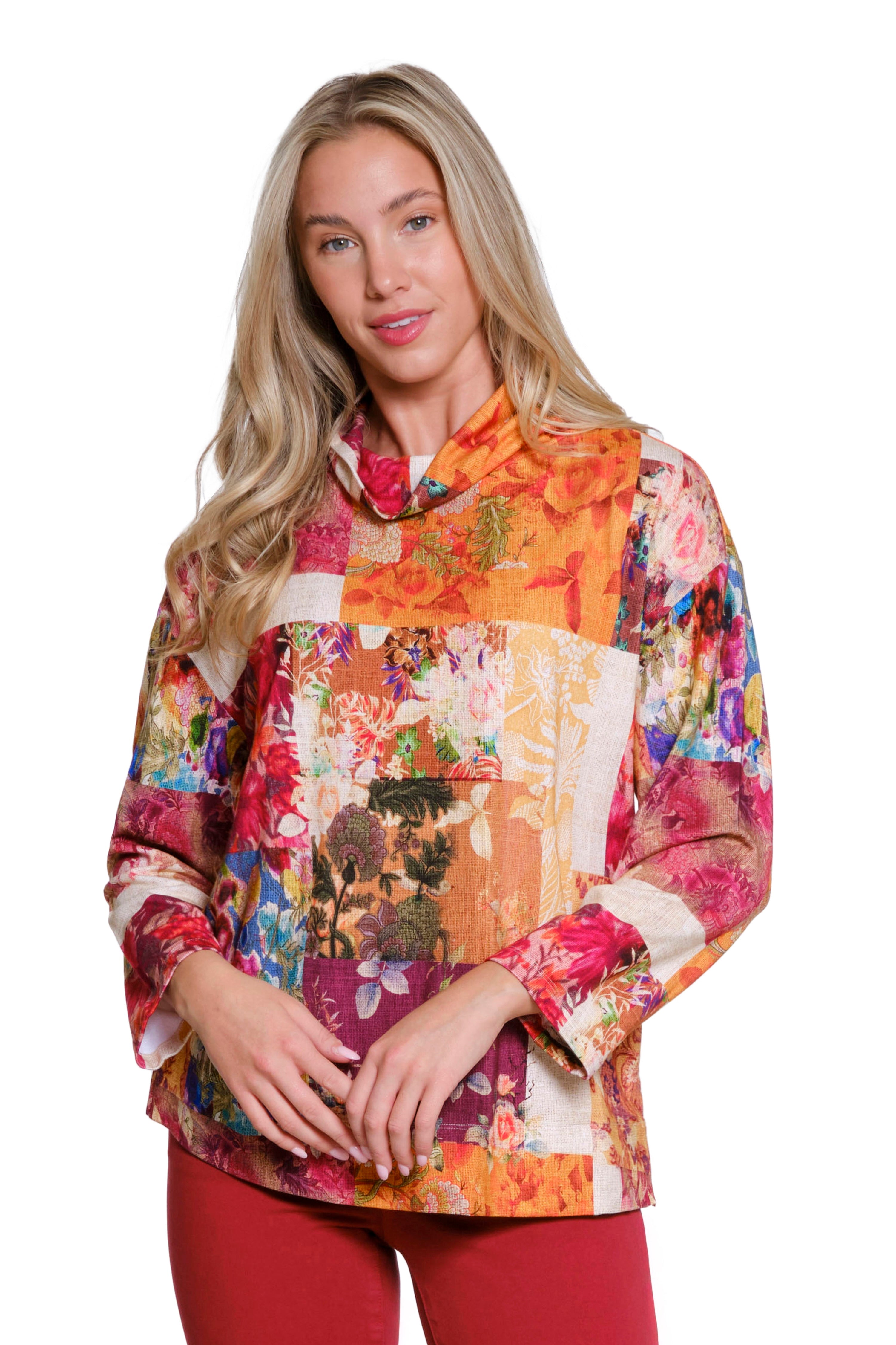 Mock Neck Knit Top - Multi