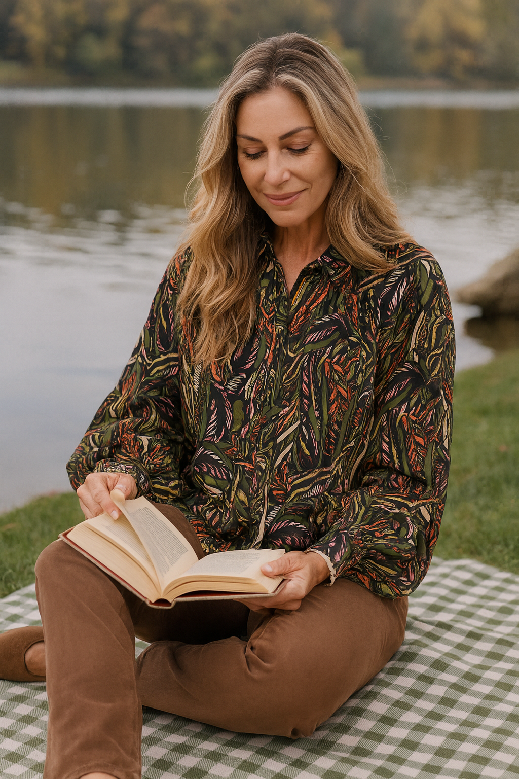 Printed Button Front Top - Multi