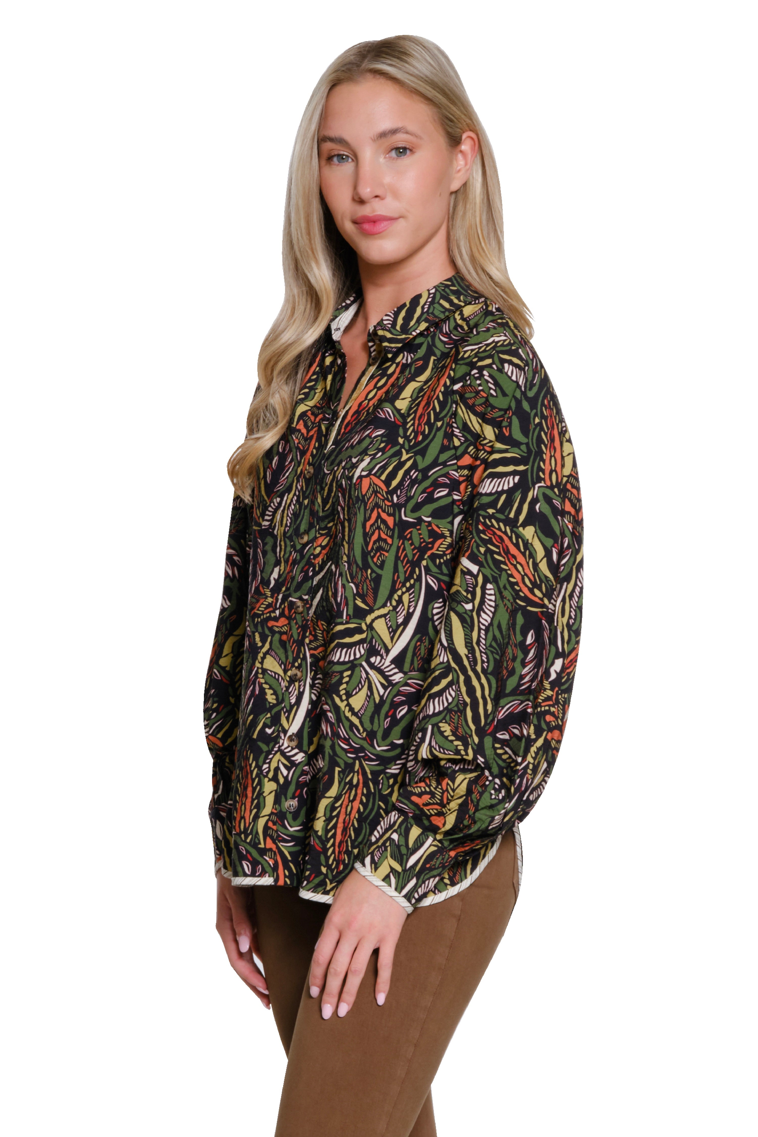 Printed Button Front Top - Multi