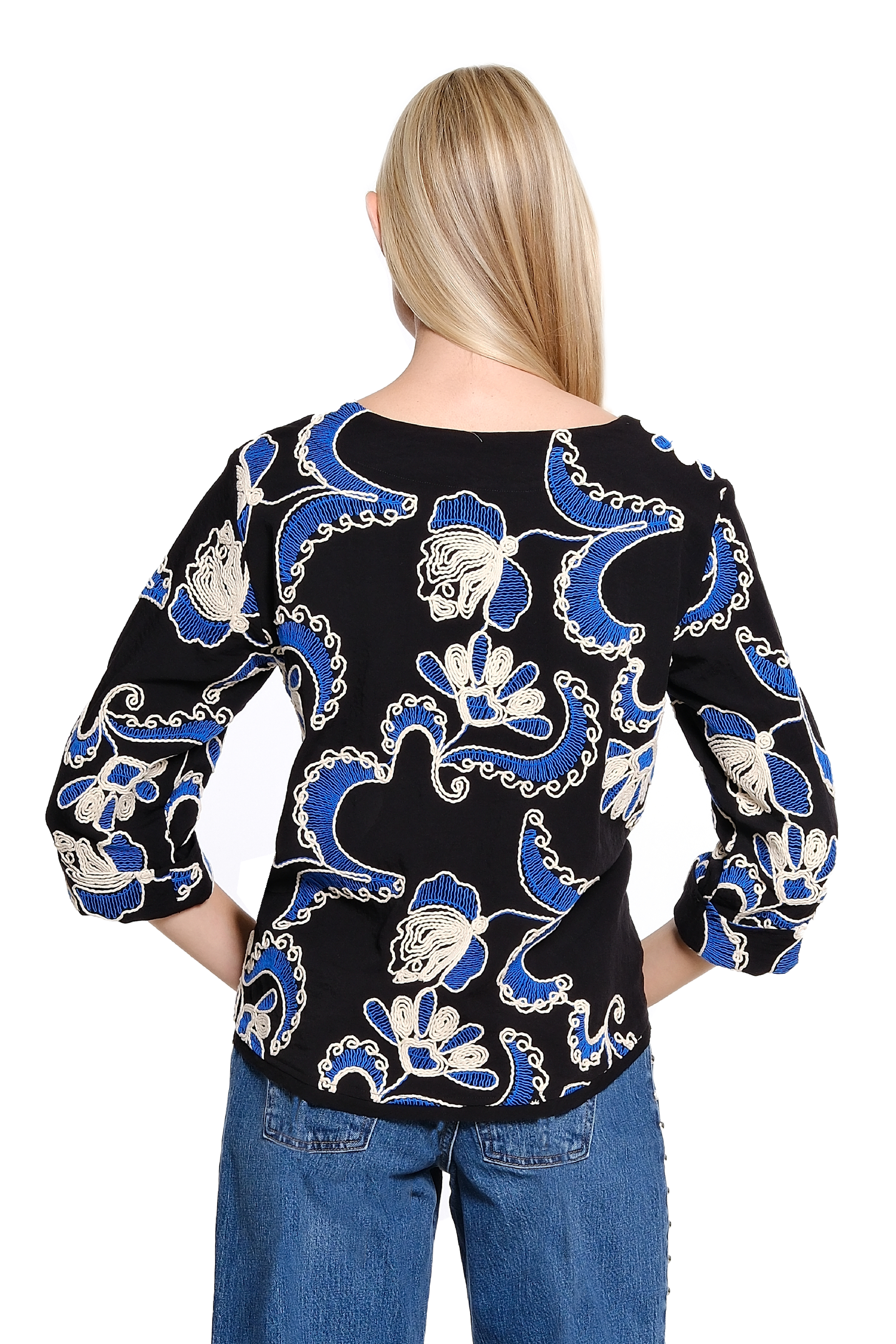 Allover Cord Embroidered Boxy Top - Multi