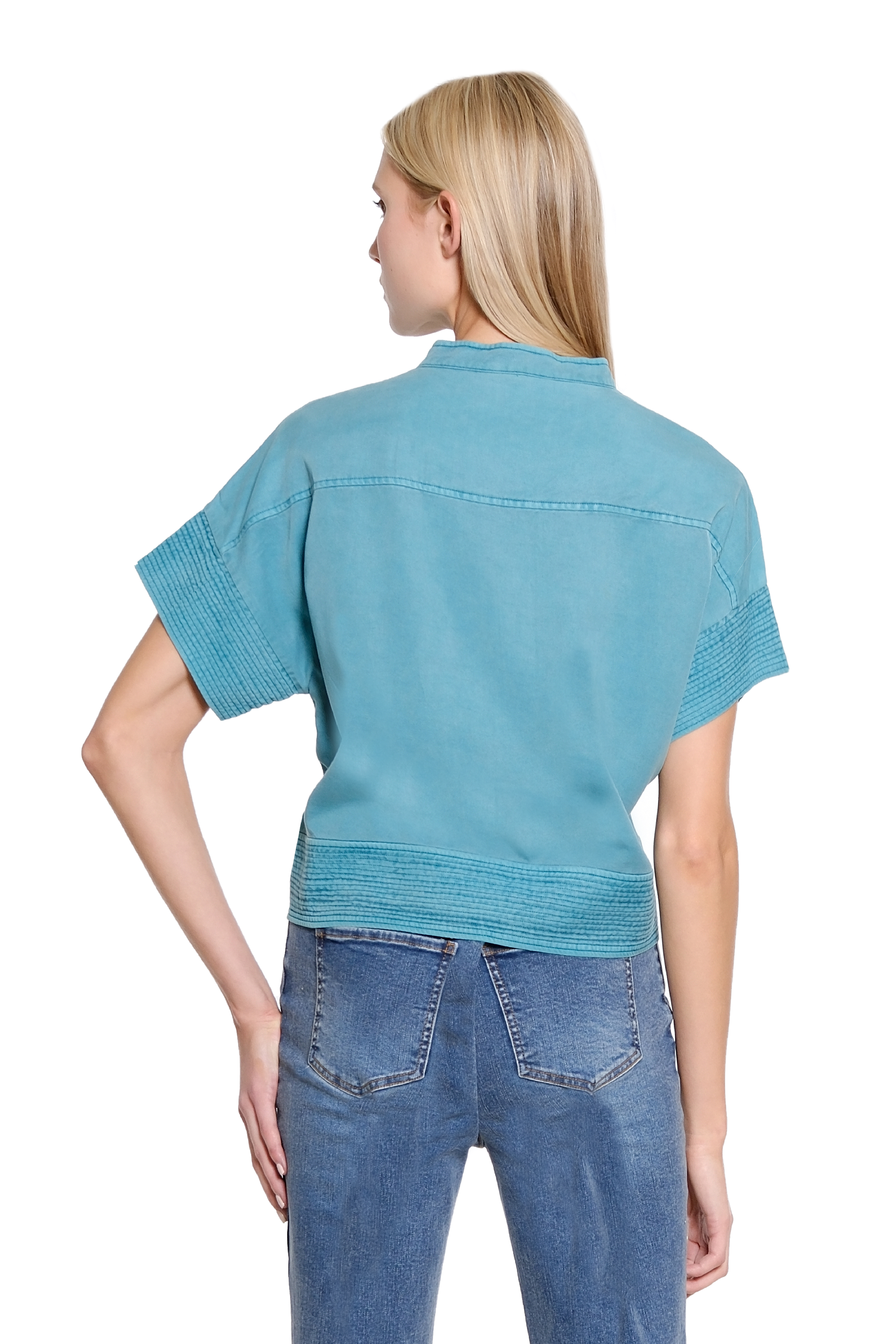Button Front Trapunto Stitch Shirt - Spruce