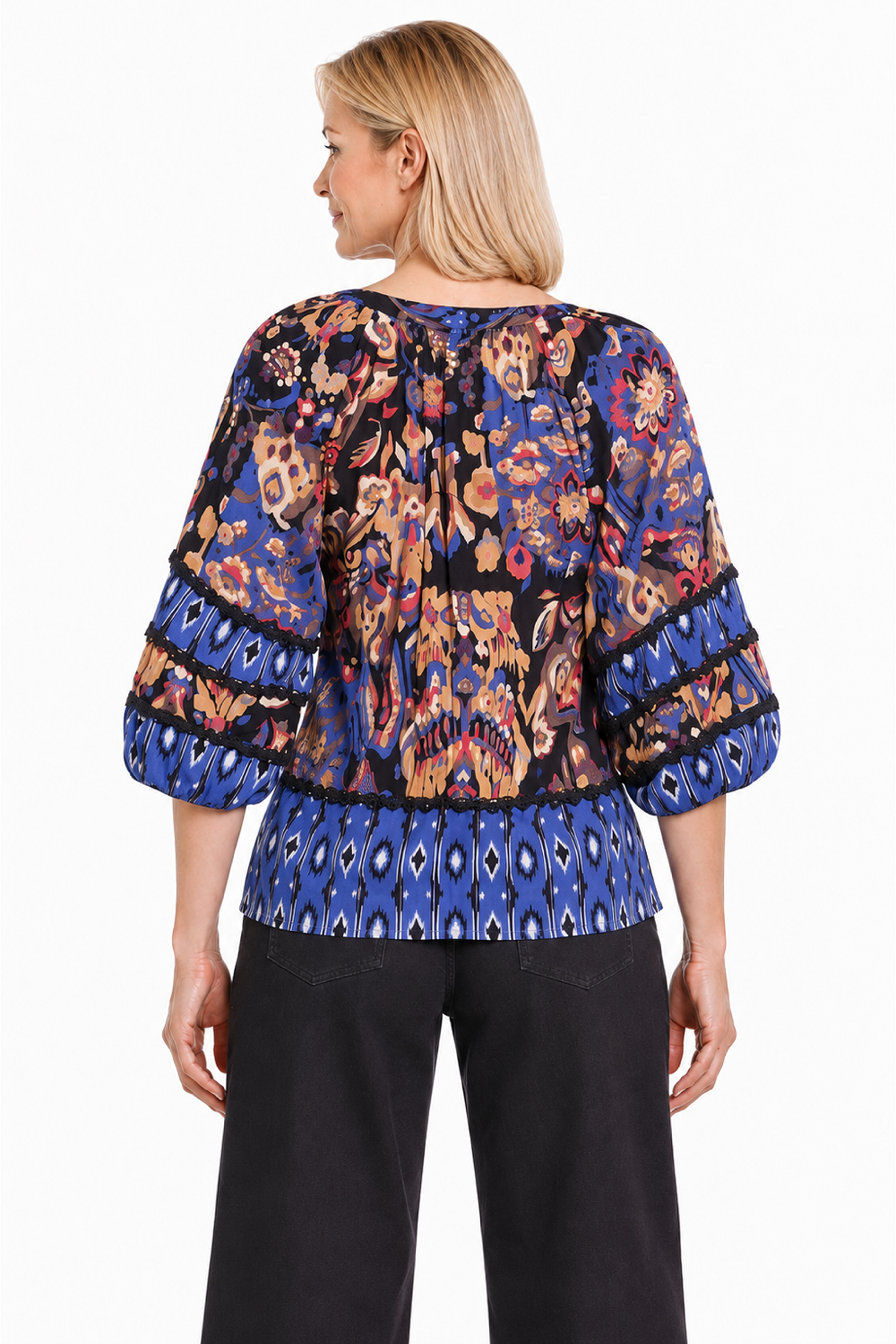 Multi Split Neck Mixed Print Popover
