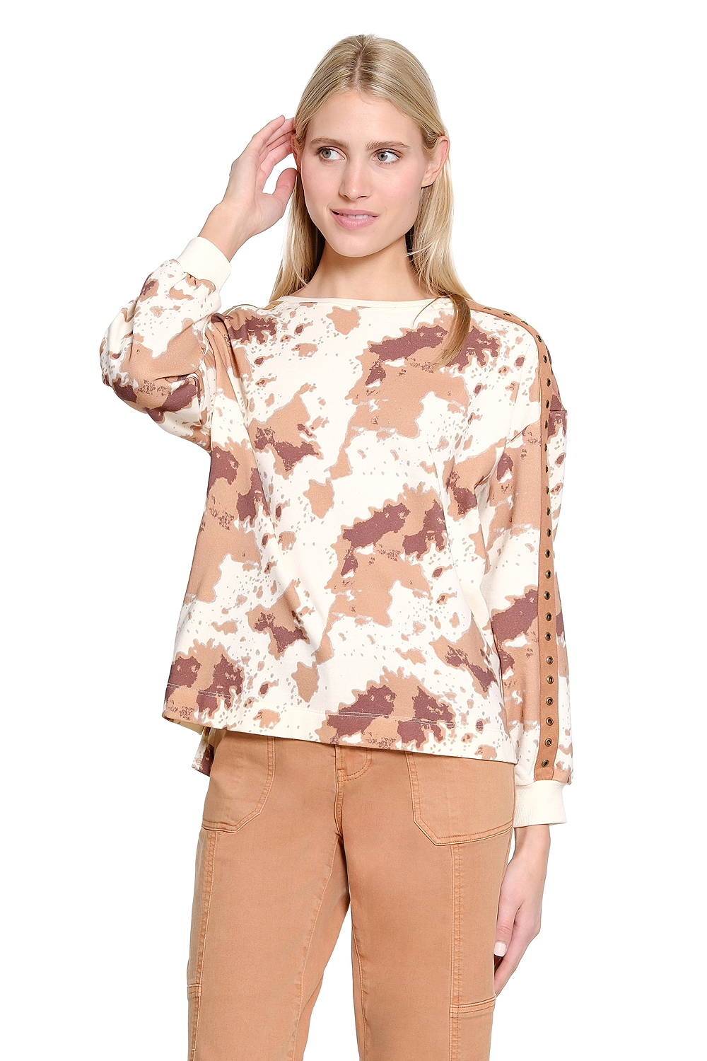 Multi Pony Print Sweatshirt with Suede Trim