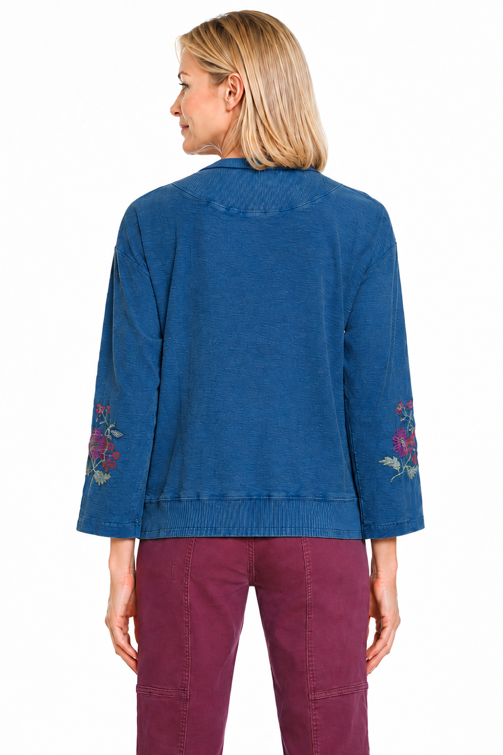 Blue Garment Dyed Pieced Sweatshirt