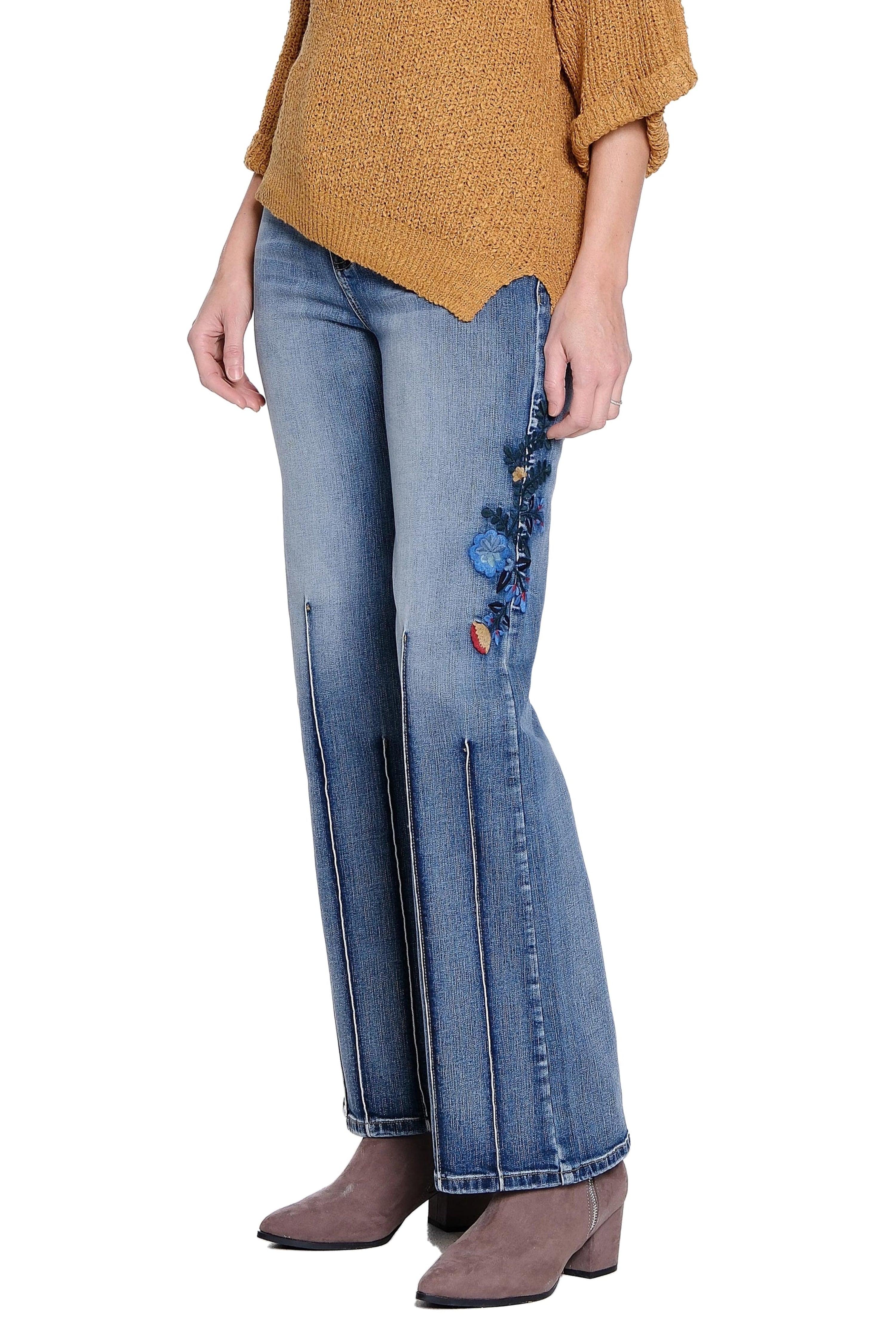 Embroidered Bootcut Jeans – Medium Indigo