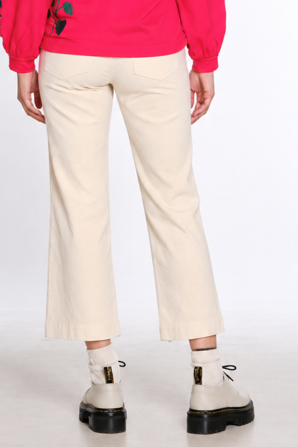 French Almond Velveteen Wide Leg Crop Pant - Missy