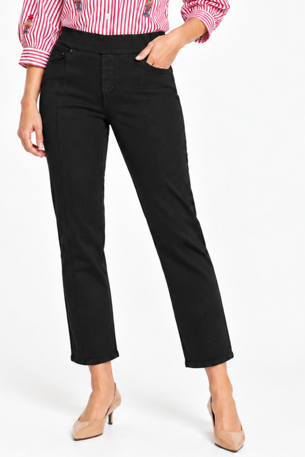 Black Pull-On Straight Leg Ankle Jean - Missy