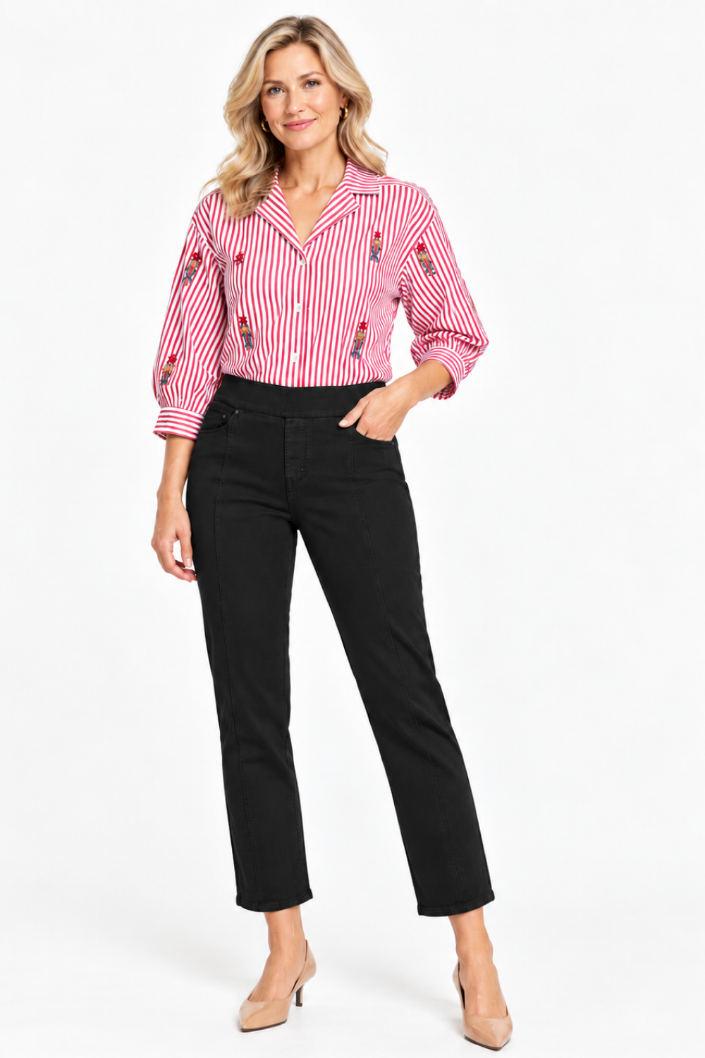 Black Pull-On Straight Leg Ankle Jean - Missy