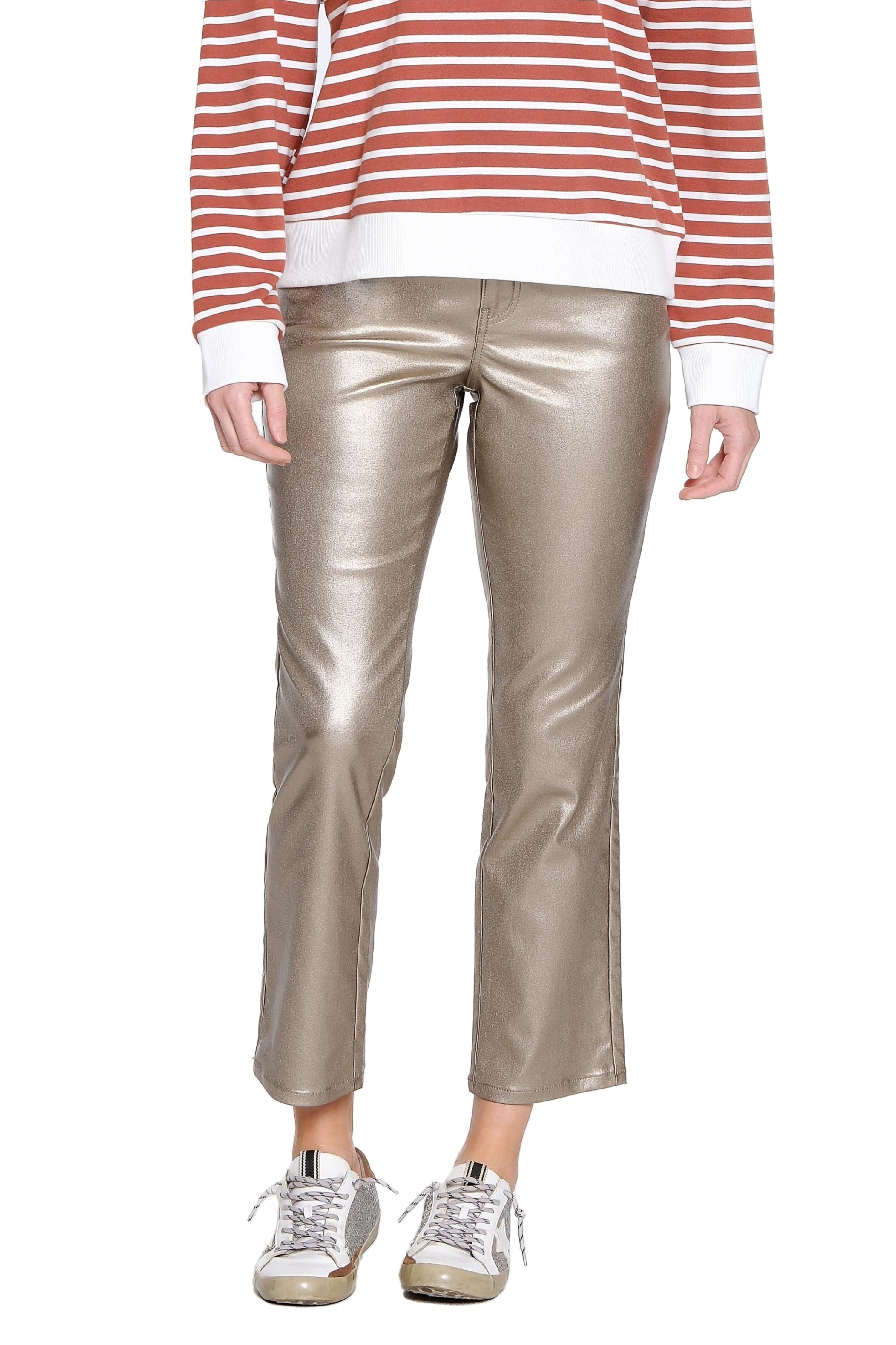 Straight-Leg Ankle Pant - Metallic Gold
