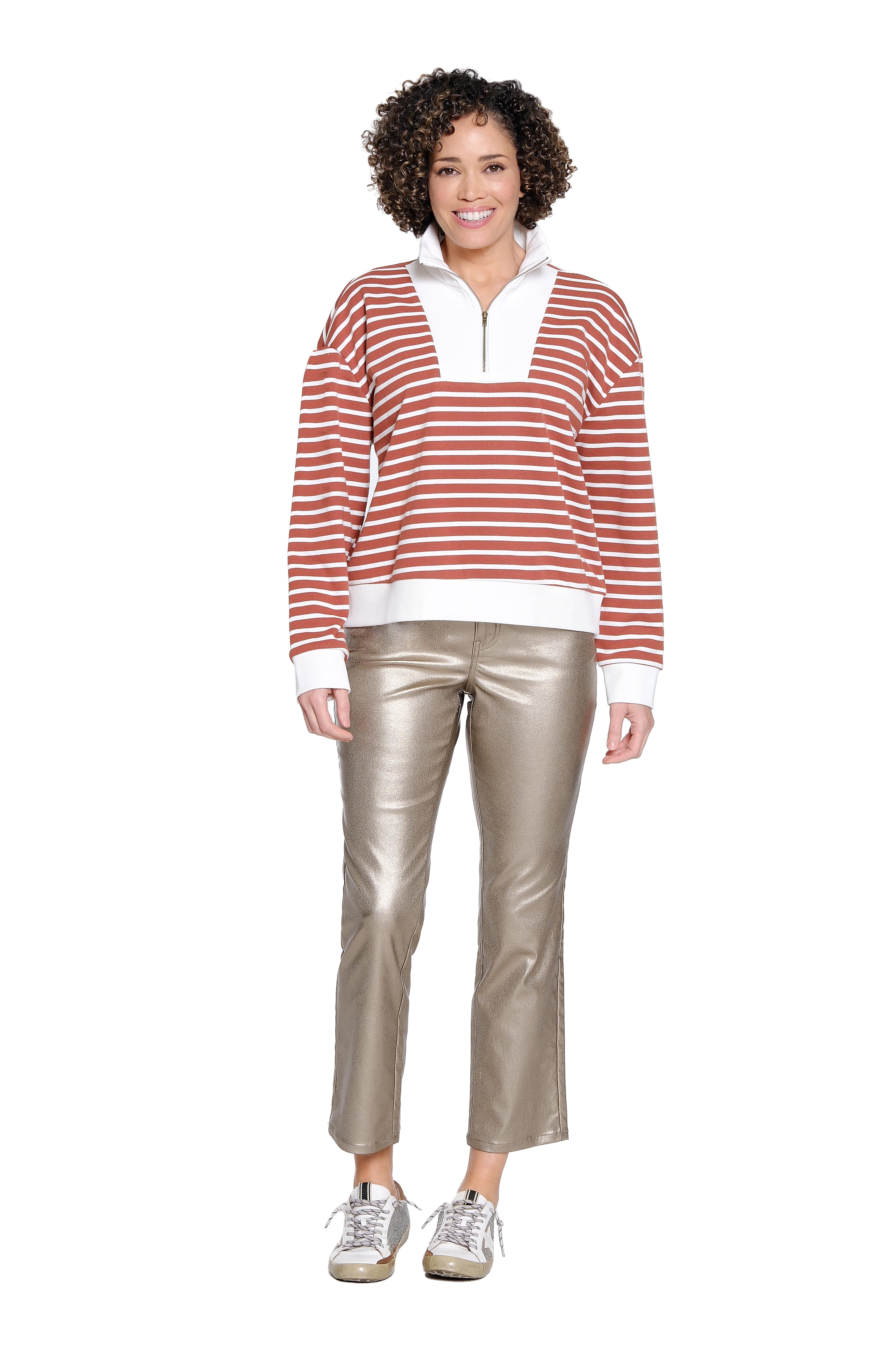 Straight-Leg Ankle Pant - Metallic Gold