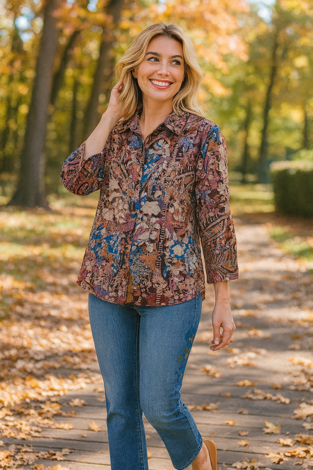 Embroidered Collared Shirt - Multi