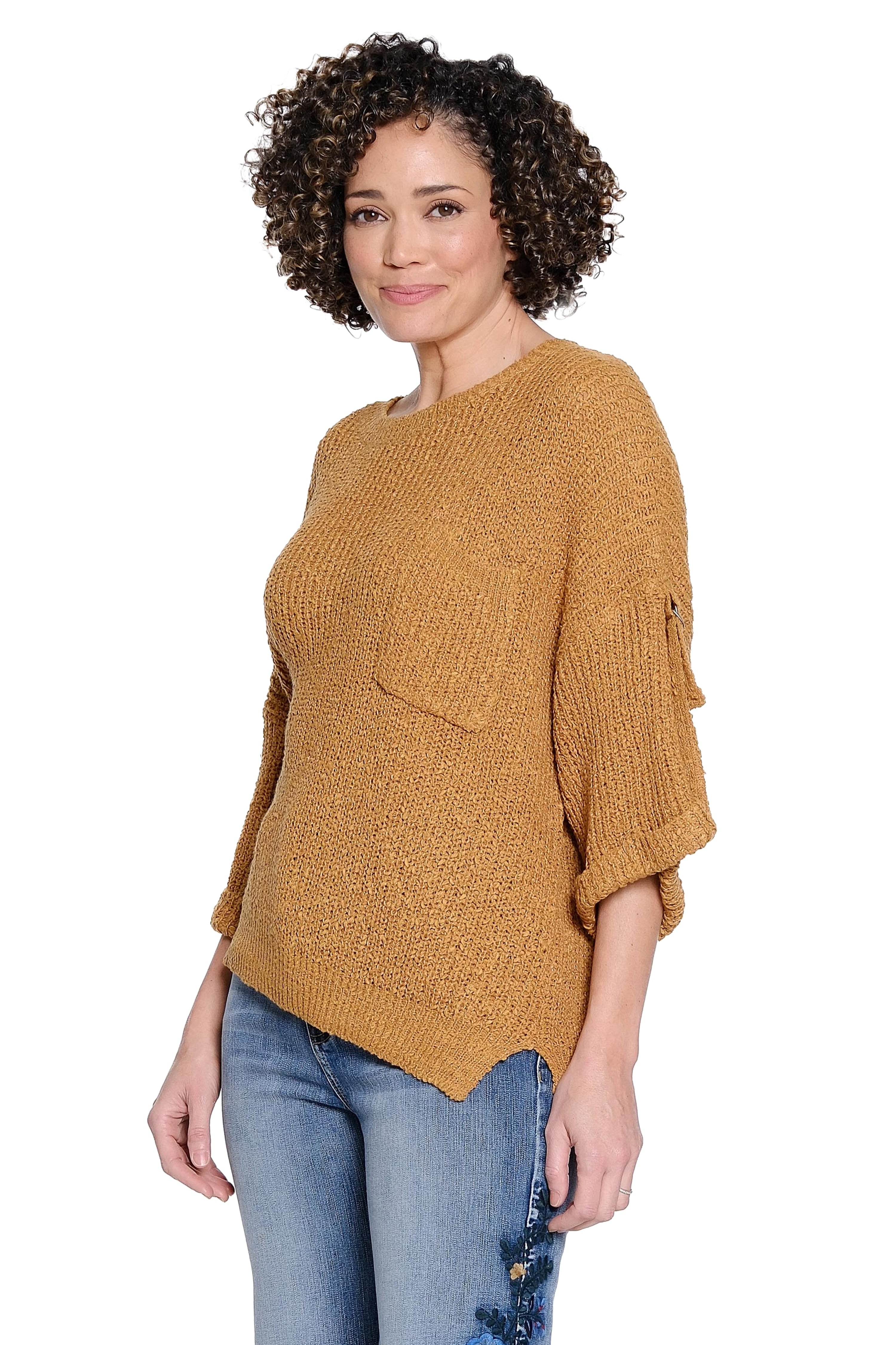 Roll Sleeve Sweater - Gold