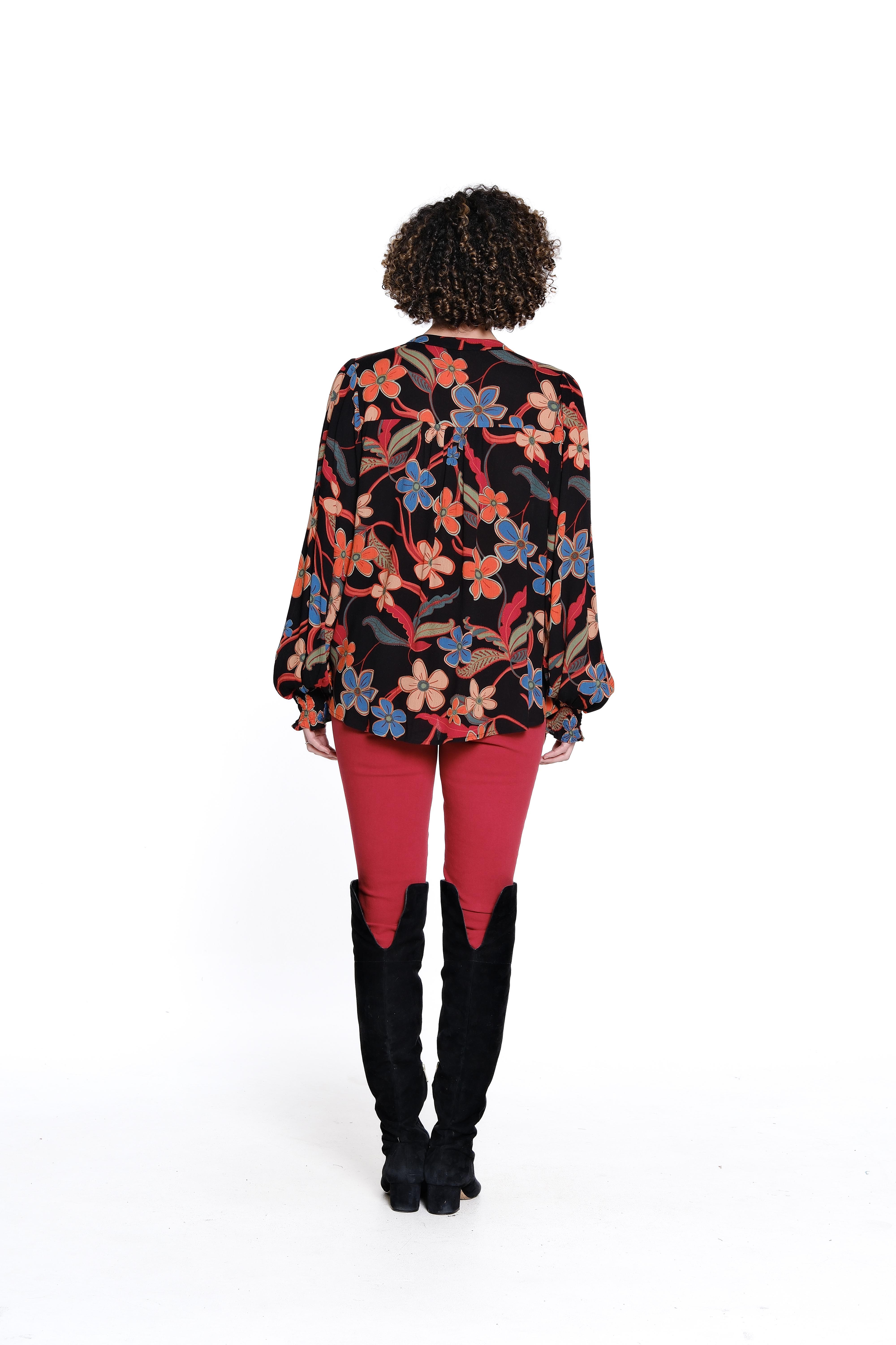 Print Button Up Blouse - Multi