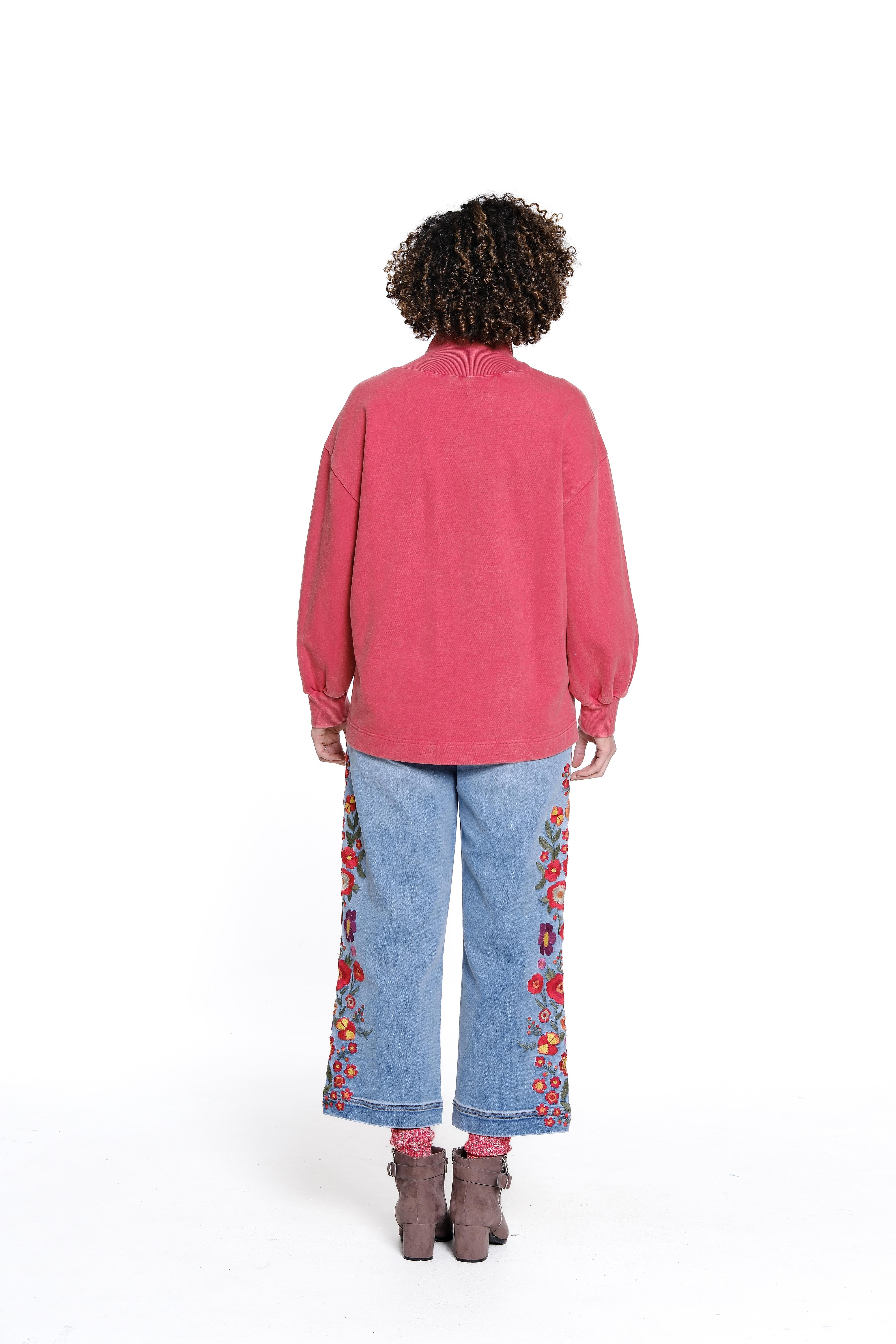 Bow Detail Mock Neck Sweater - Dark Red