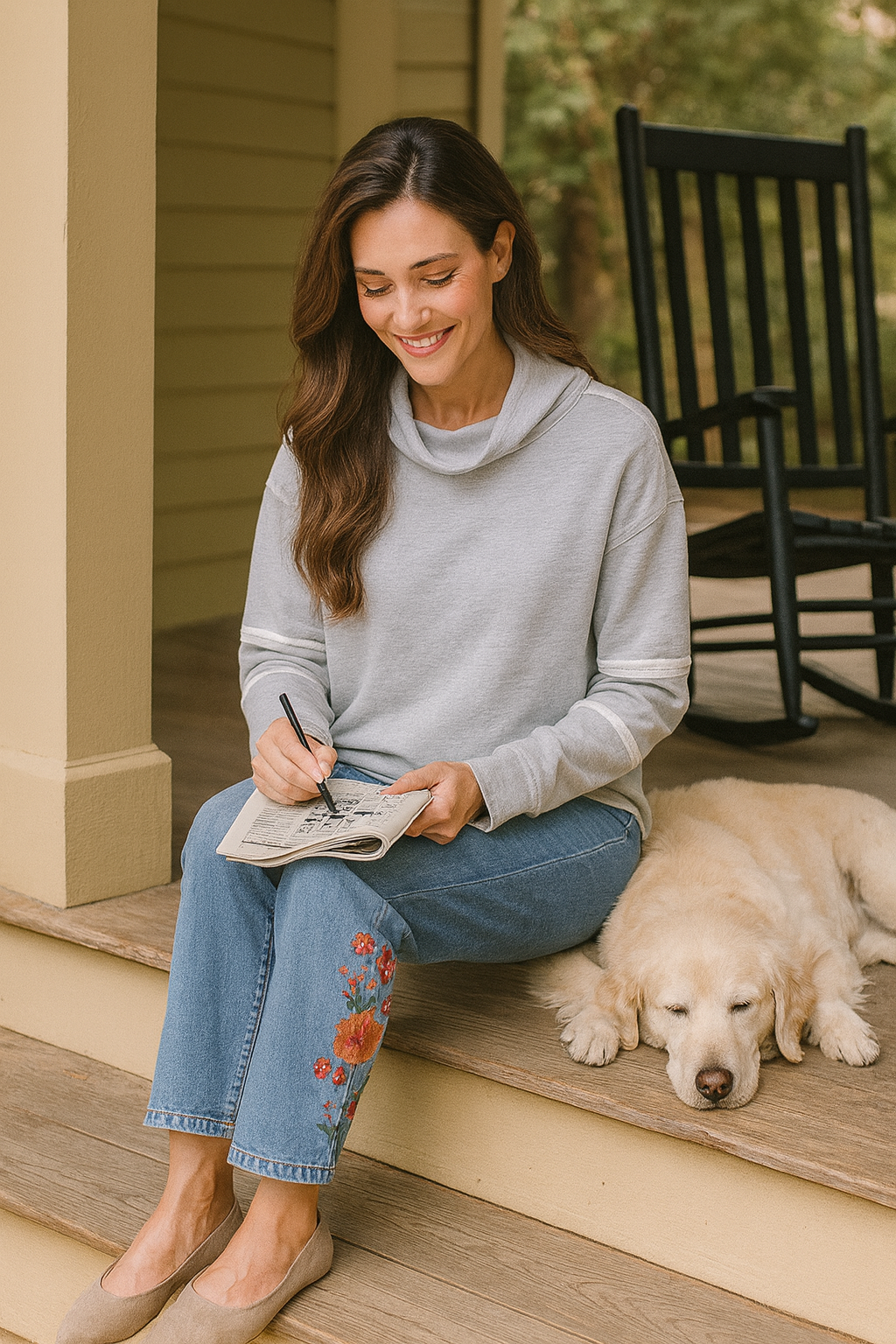 Mock Neck Knit Top - Heather Grey