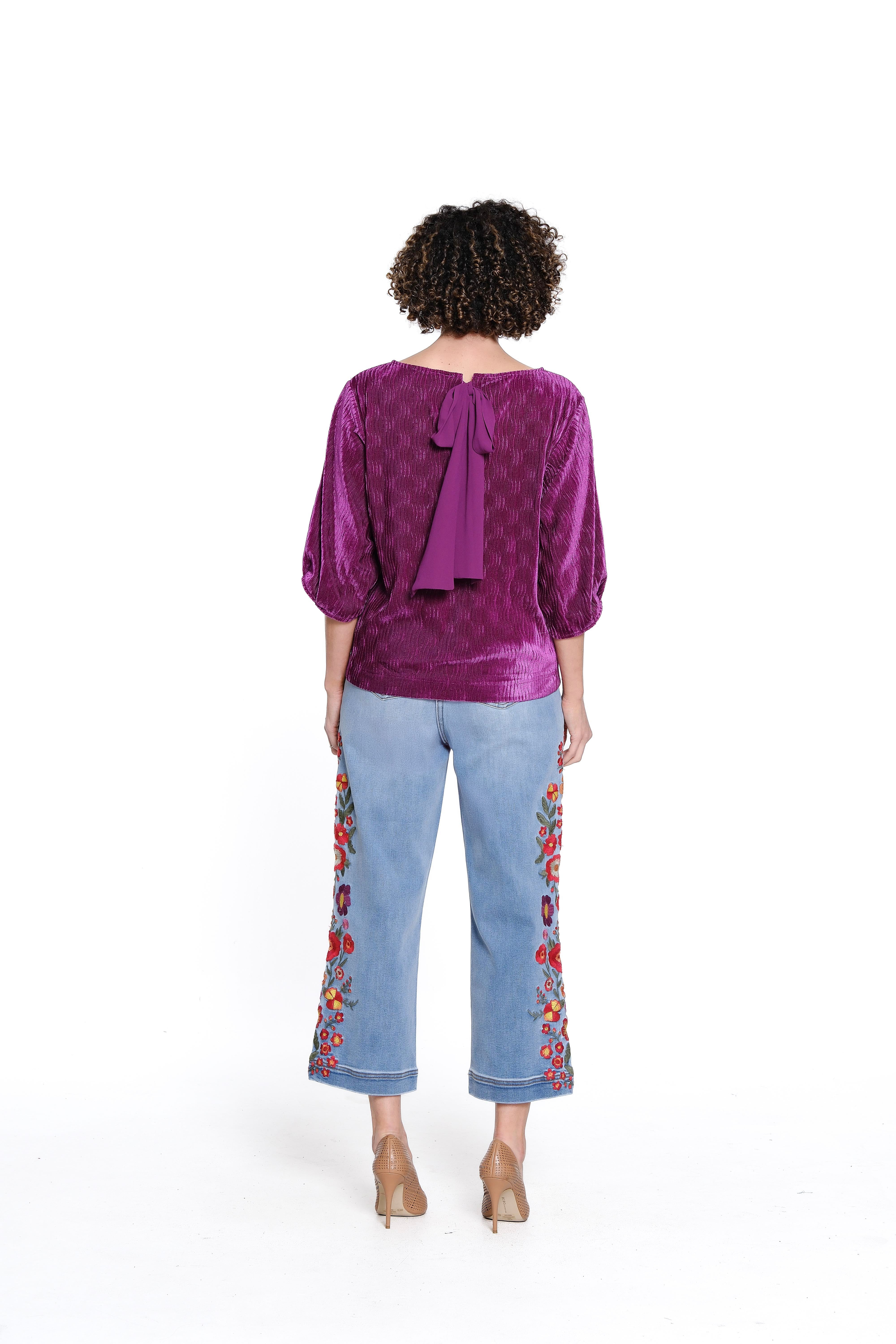 Crinkle Velvet Top - Plum