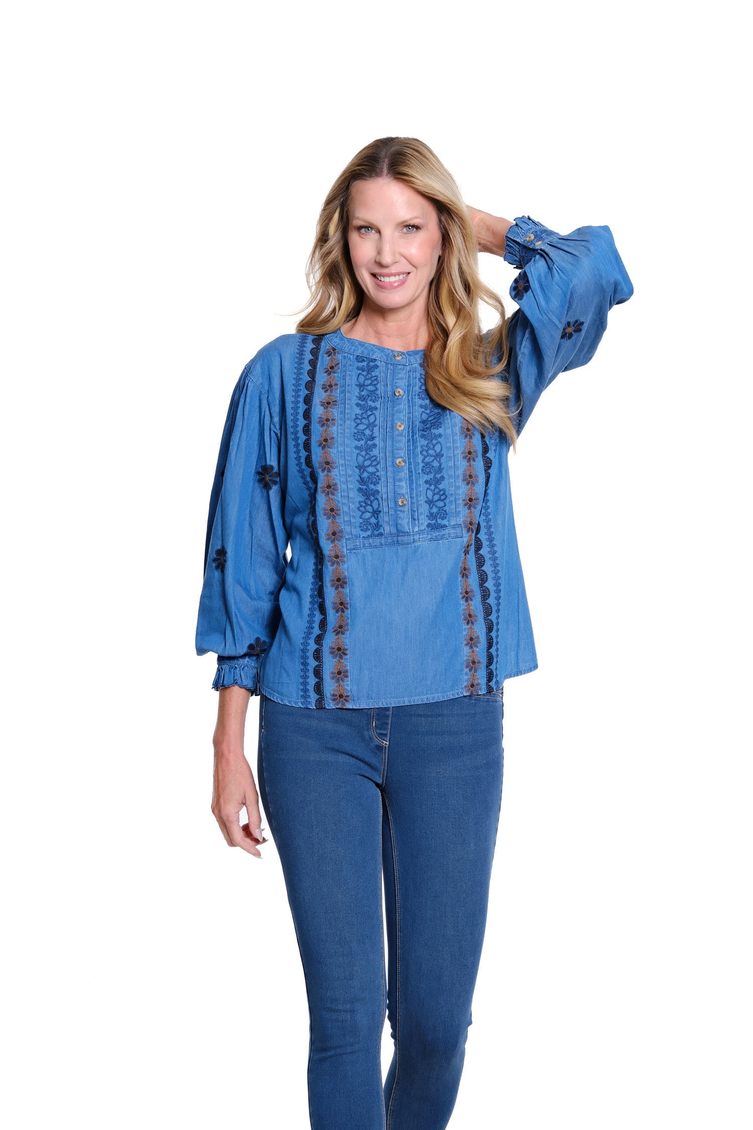 Embroidered Blouse - Dark Indigo