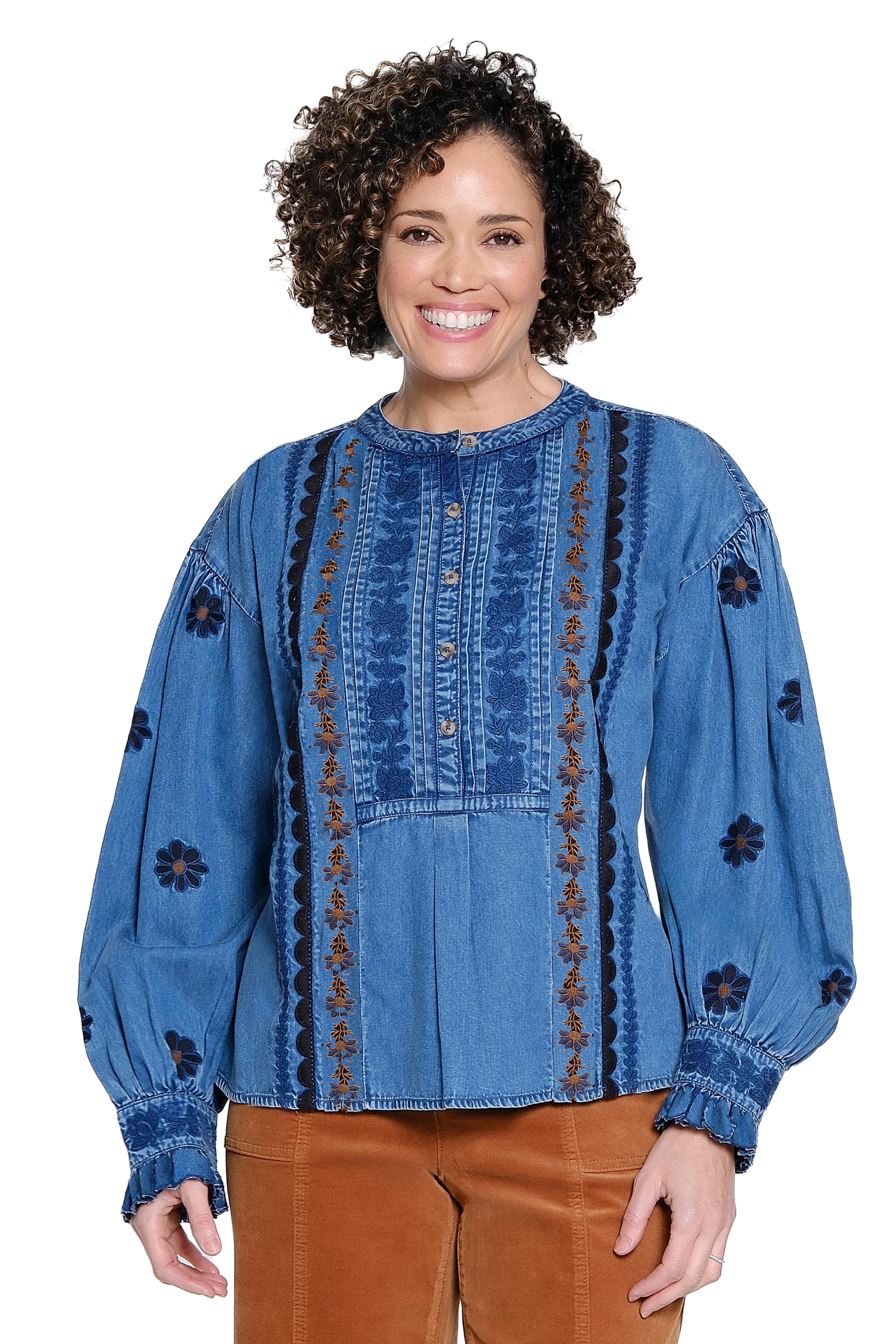 Embroidered Blouse - Dark Indigo