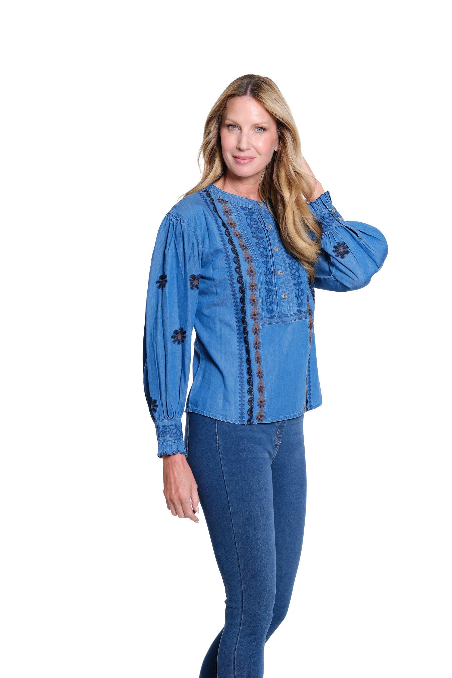 Embroidered Blouse - Dark Indigo