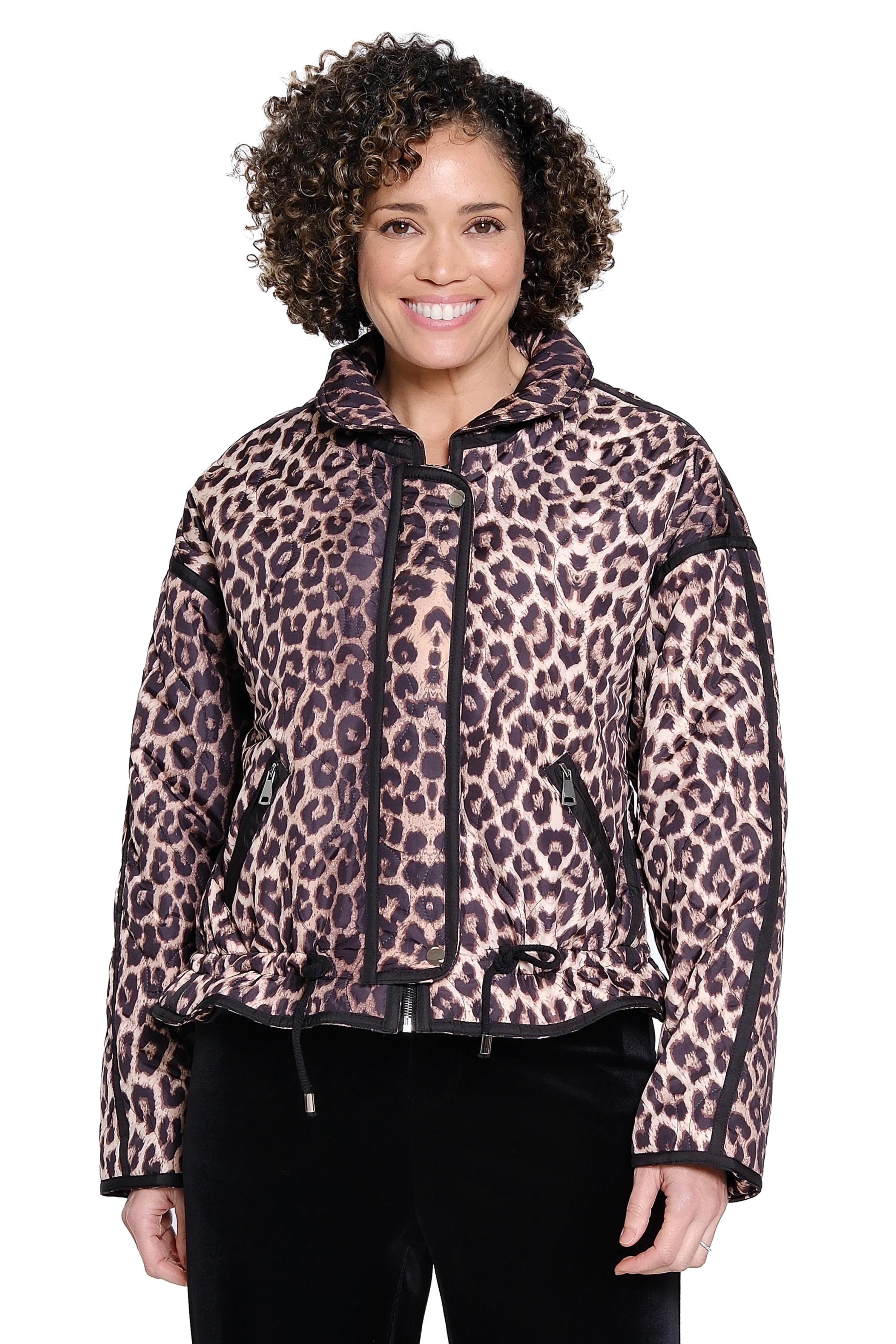 Animal Print Quilted Jacket - Neutral Animal Print
