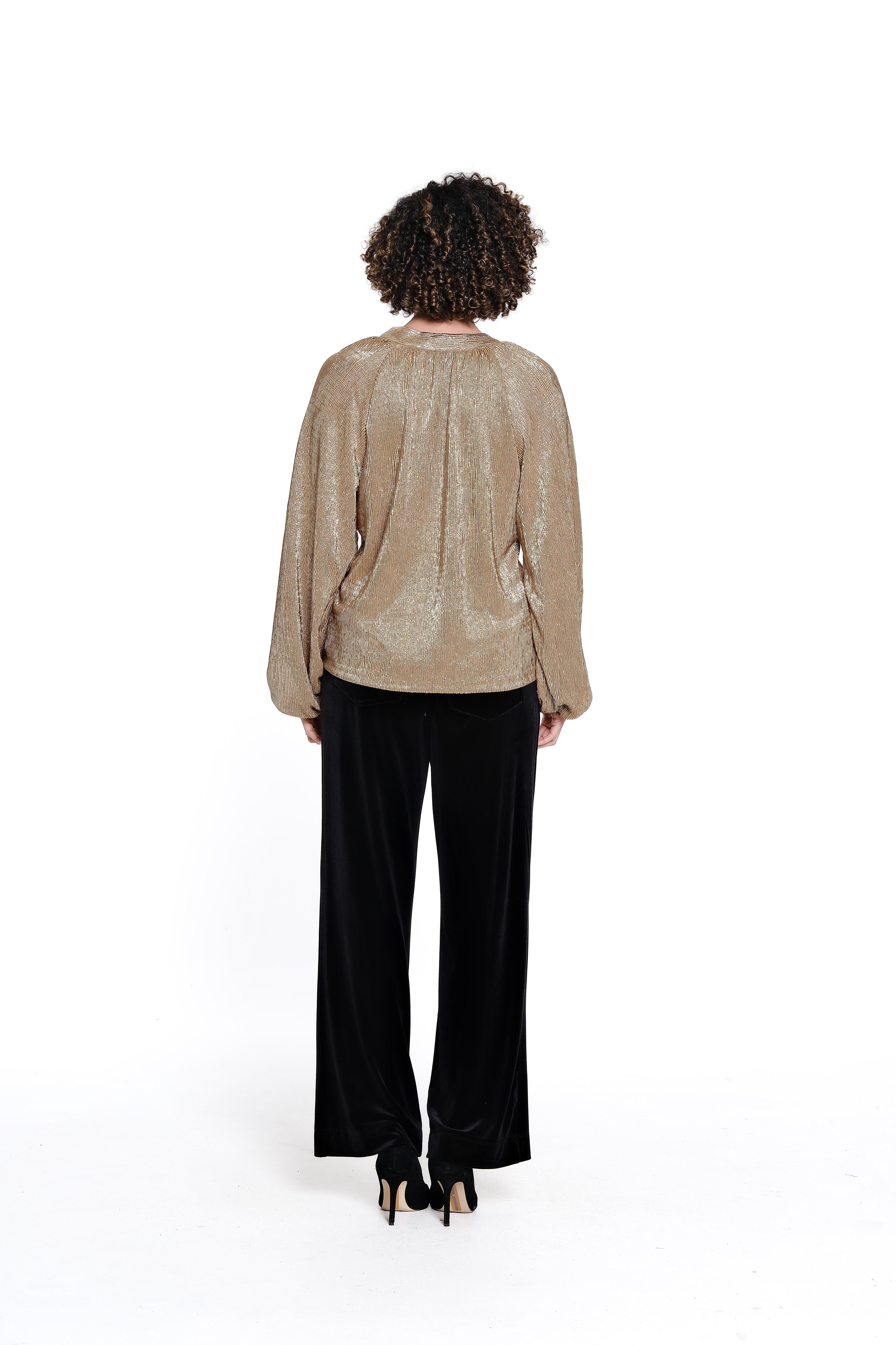Metallic Popover Top - Gold