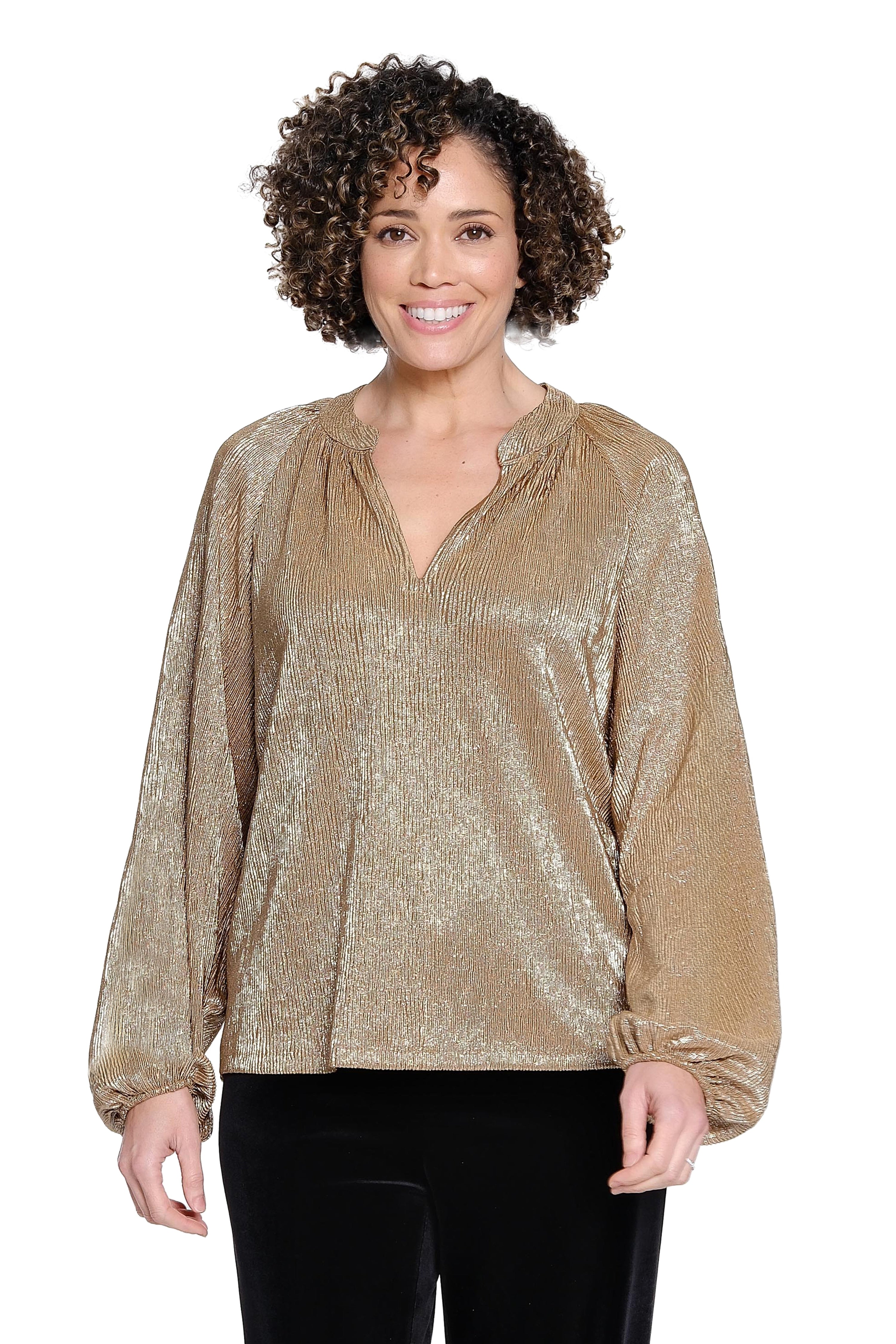 Metallic Popover Top - Gold