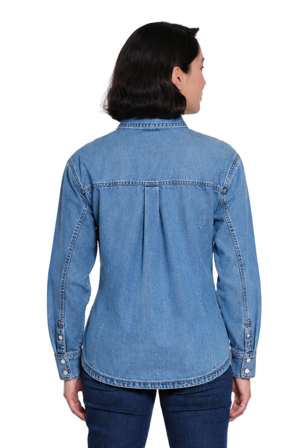 Blue Boyfriend Button-Front Shirt - Missy